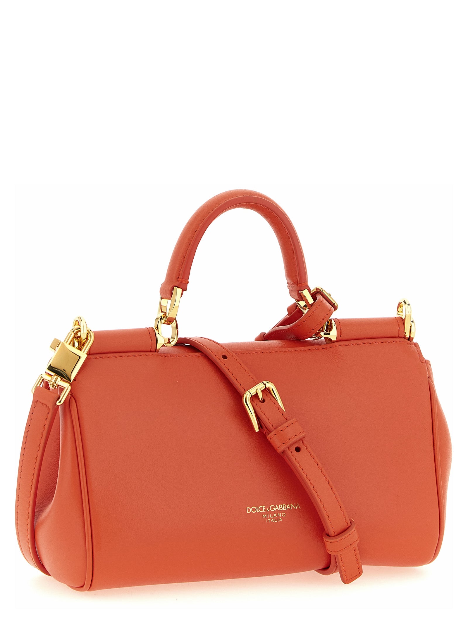 Dolce & Gabbana Orange Kalbsleder Damen Handtasche