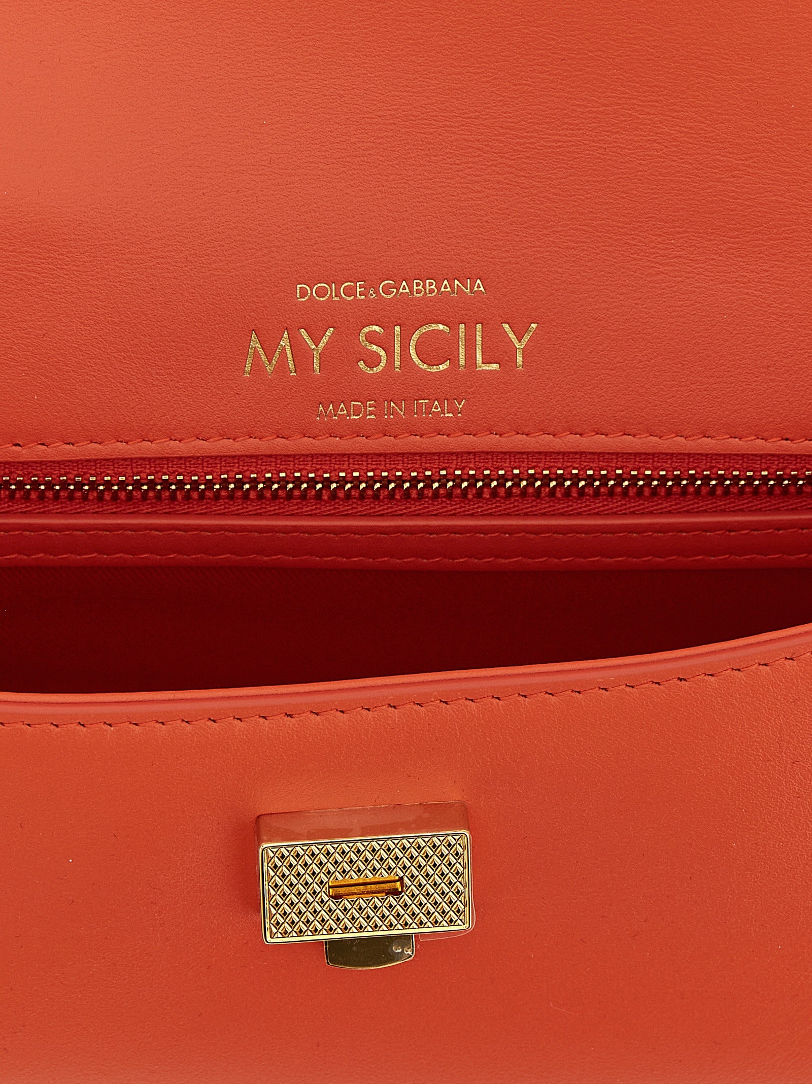 Dolce & Gabbana Orange Kalbsleder Damen Handtasche