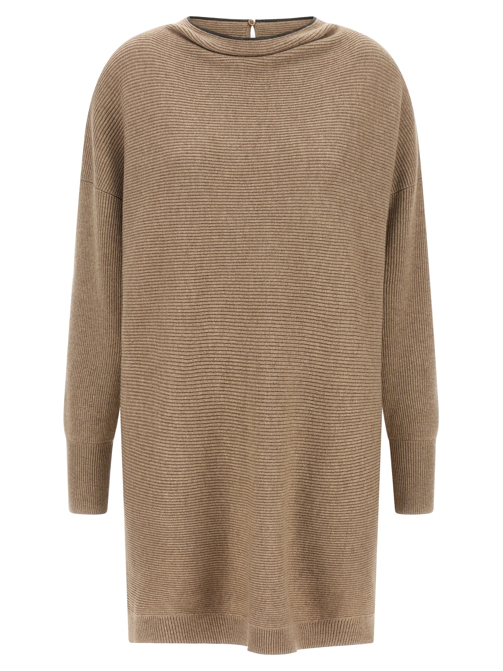 Brunello Cucinelli Kurzes Kleid aus beiger Schurwolle