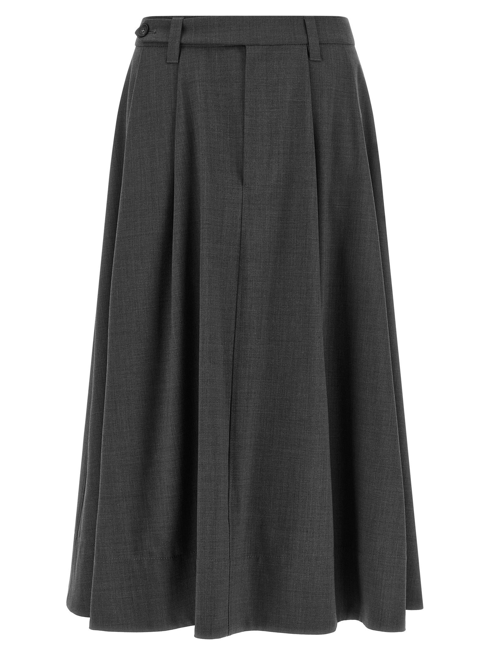 Brunello Cucinelli Grauer Midirock aus reiner Schurwolle