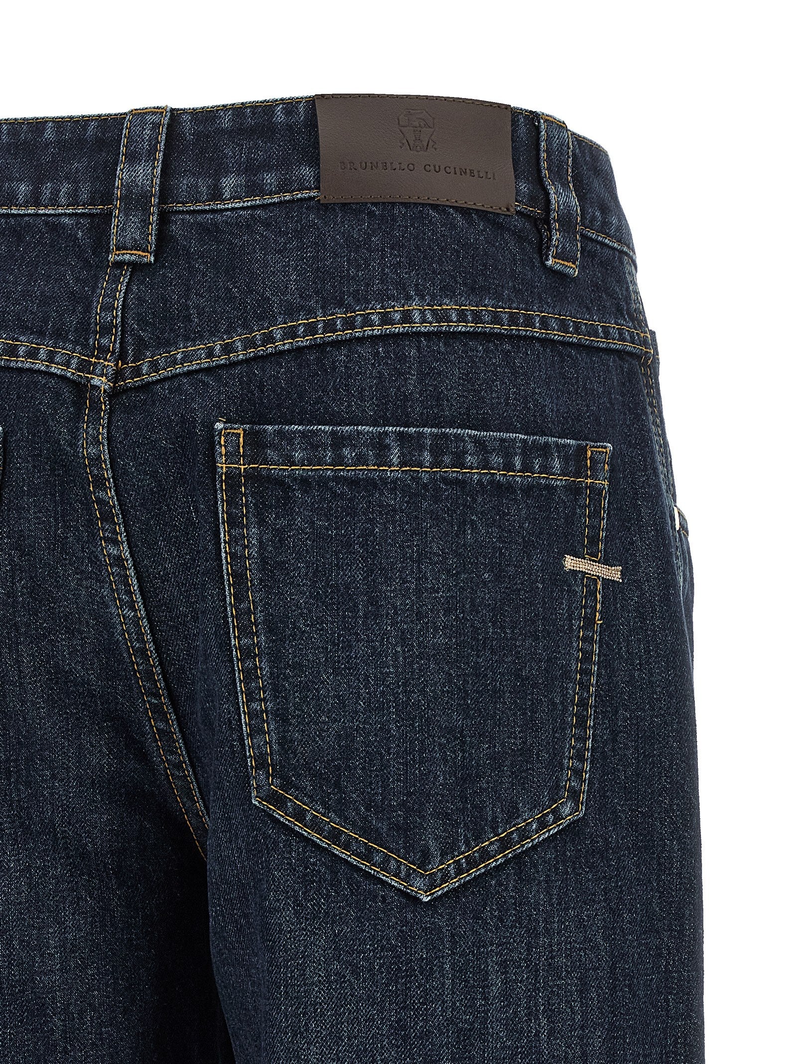 Brunello Cucinelli Blaue Jeans aus Baumwolle im geraden Schnitt