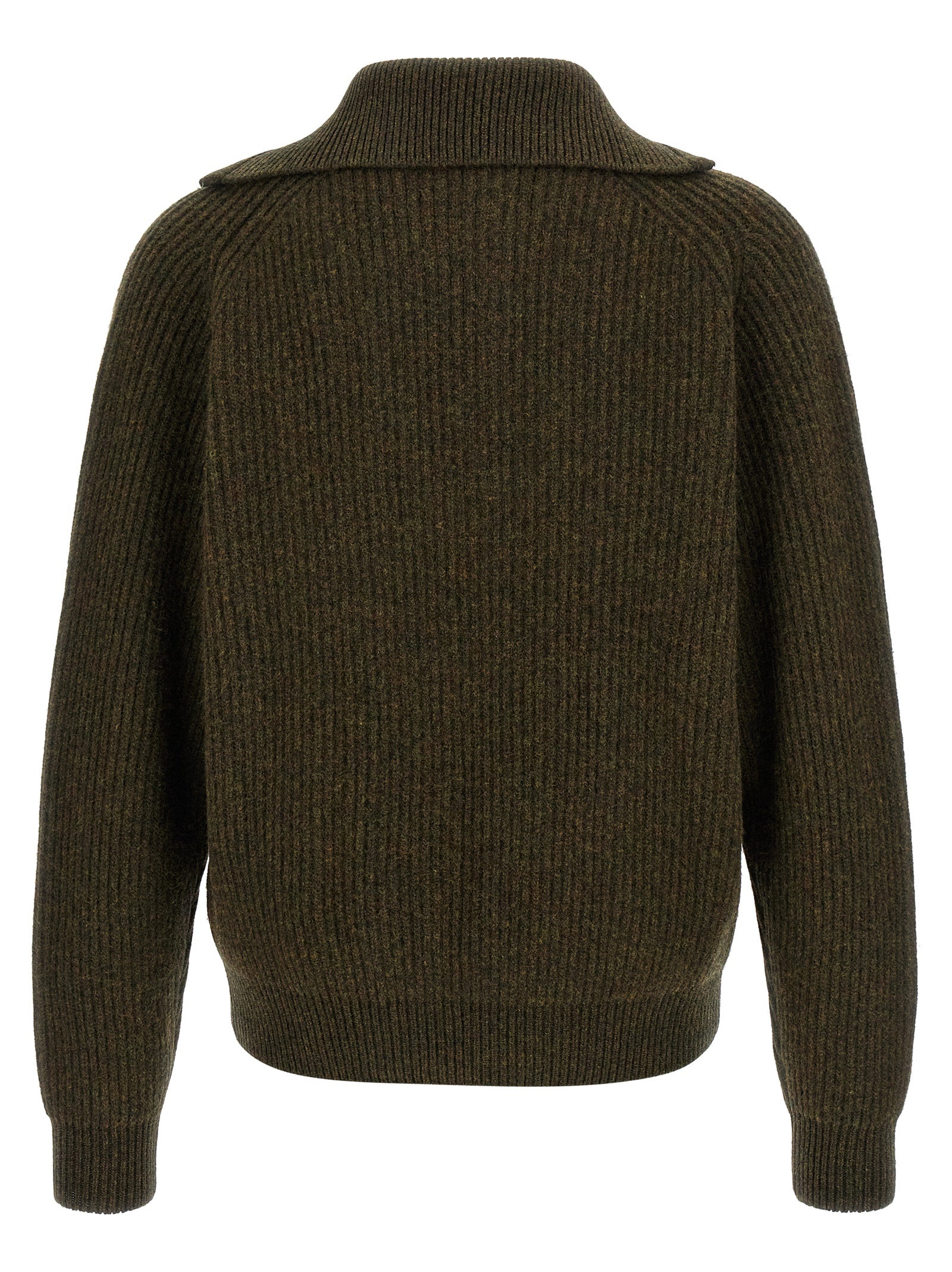 Jil Sander Zweifarbige Wollstrickjacke