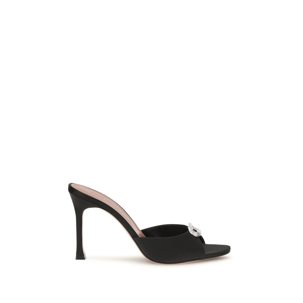 Amina Muaddi Schwarze Stilettosandalen aus Seide