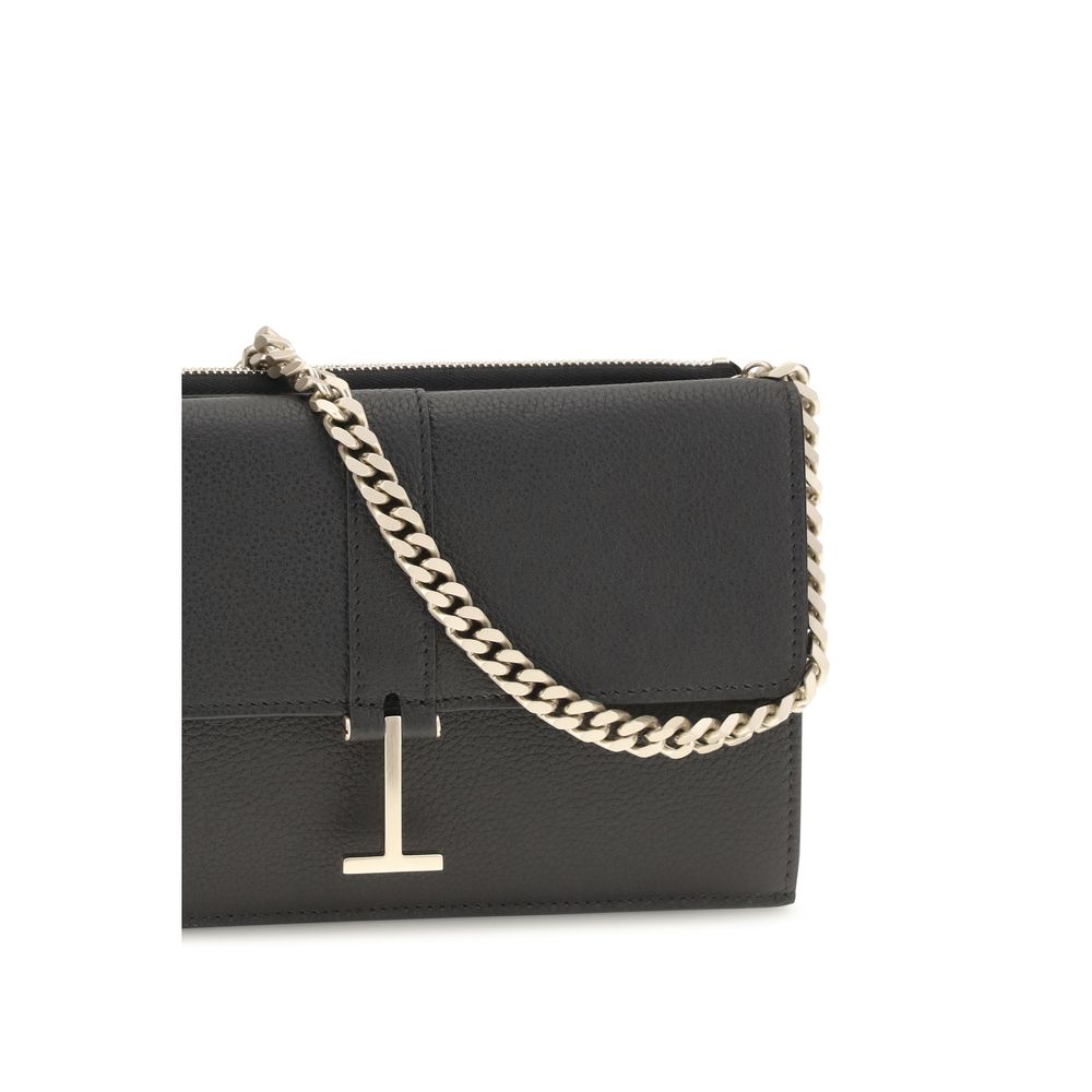 Tom Ford Schwarze Bos Taurus Kalbsleder Schultertasche