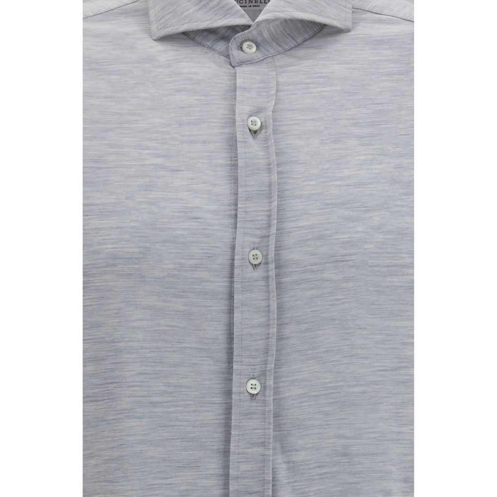 Brunello Cucinelli Blaues Seidenhemd