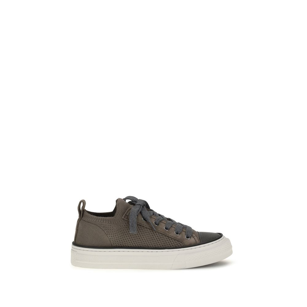 Brunello Cucinelli Braune Low-Top-Sneaker aus Baumwolle
