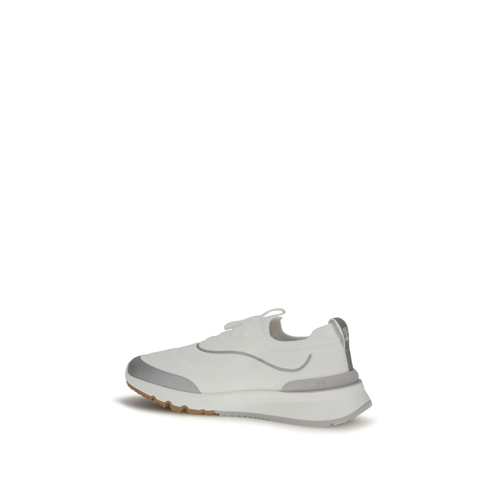 Brunello Cucinelli Weiße Sneaker aus Baumwolle im Athletic-Look