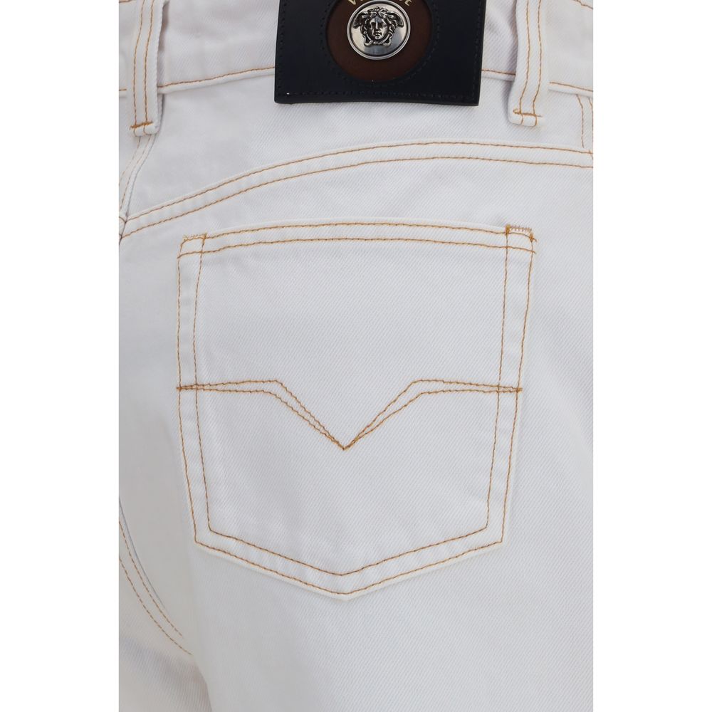 Versace Weiße High-Waist-Jeans aus Baumwolle