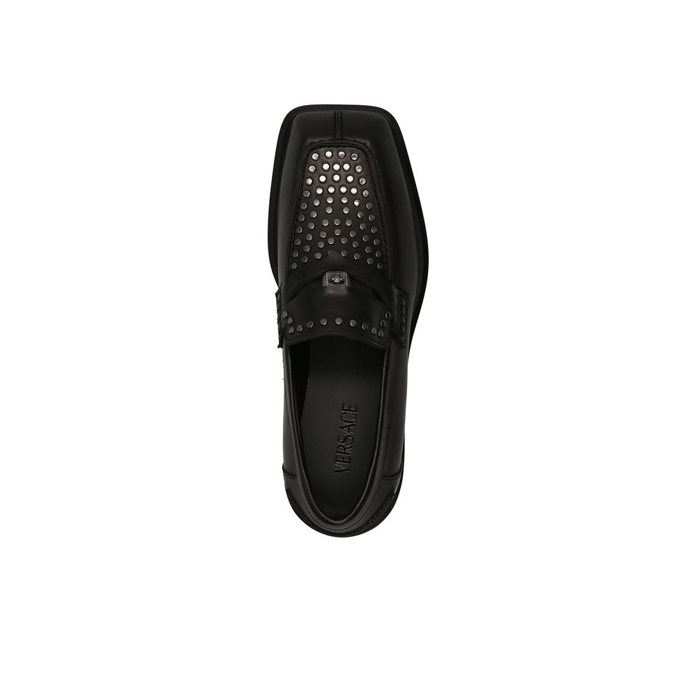 Versace Schwarze Leder Loafer zum Hineinschlüpfen