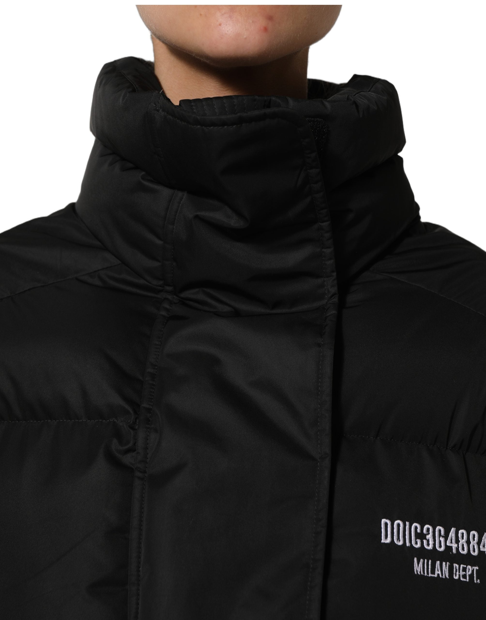 Dolce & Gabbana Schwarze DGVIB3 Bestickte Gepolsterte Pufferjacke