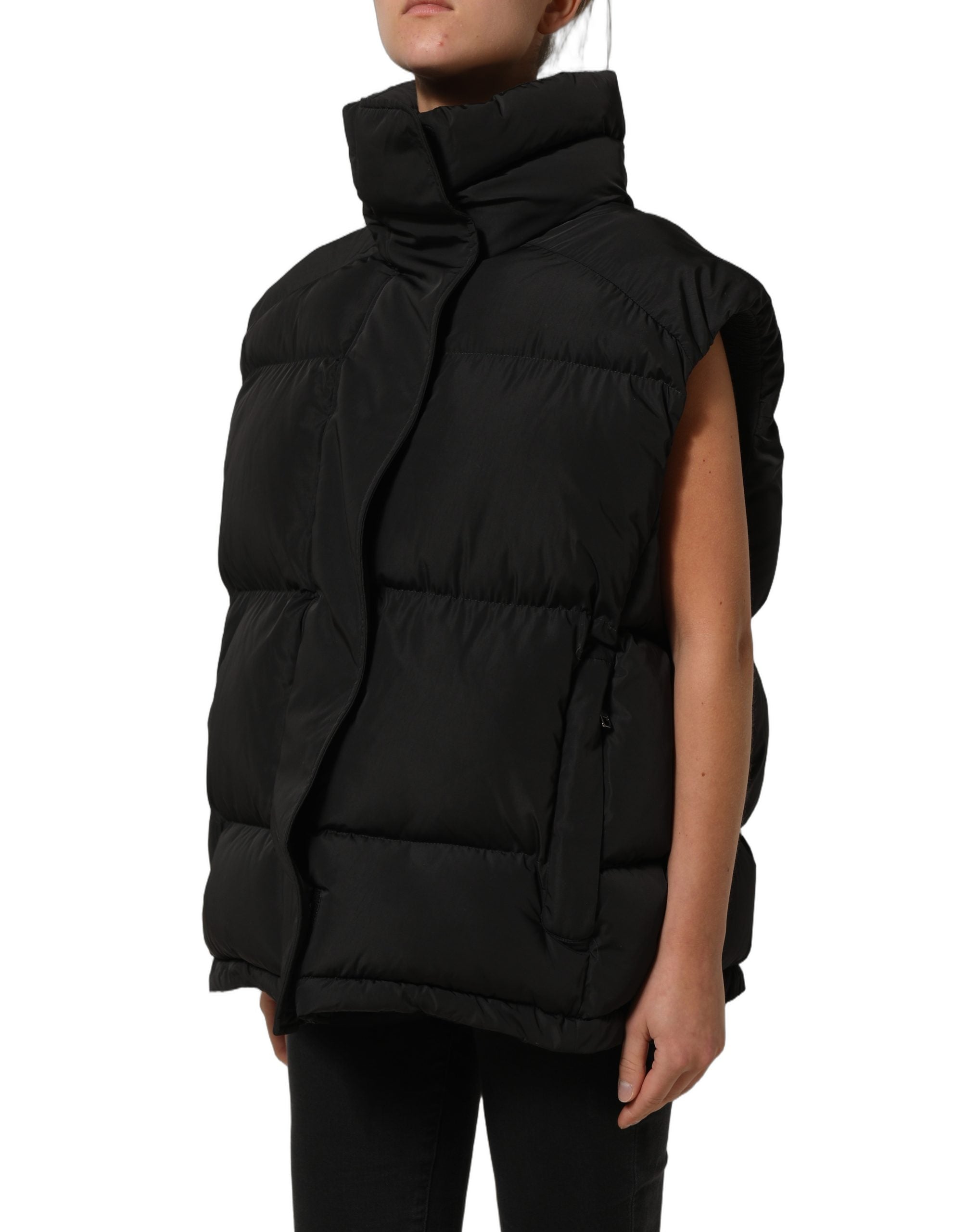 Dolce & Gabbana Schwarze ärmellose Steppjacke aus Polyester für Herren