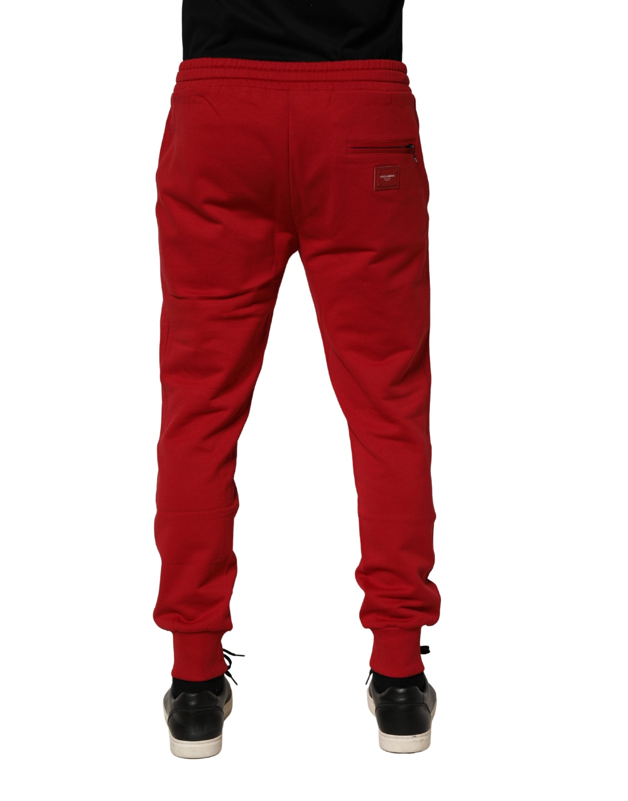 Dolce & Gabbana Rote DG Logo Baumwoll-Jogger Männer Jogginghosen Hosen