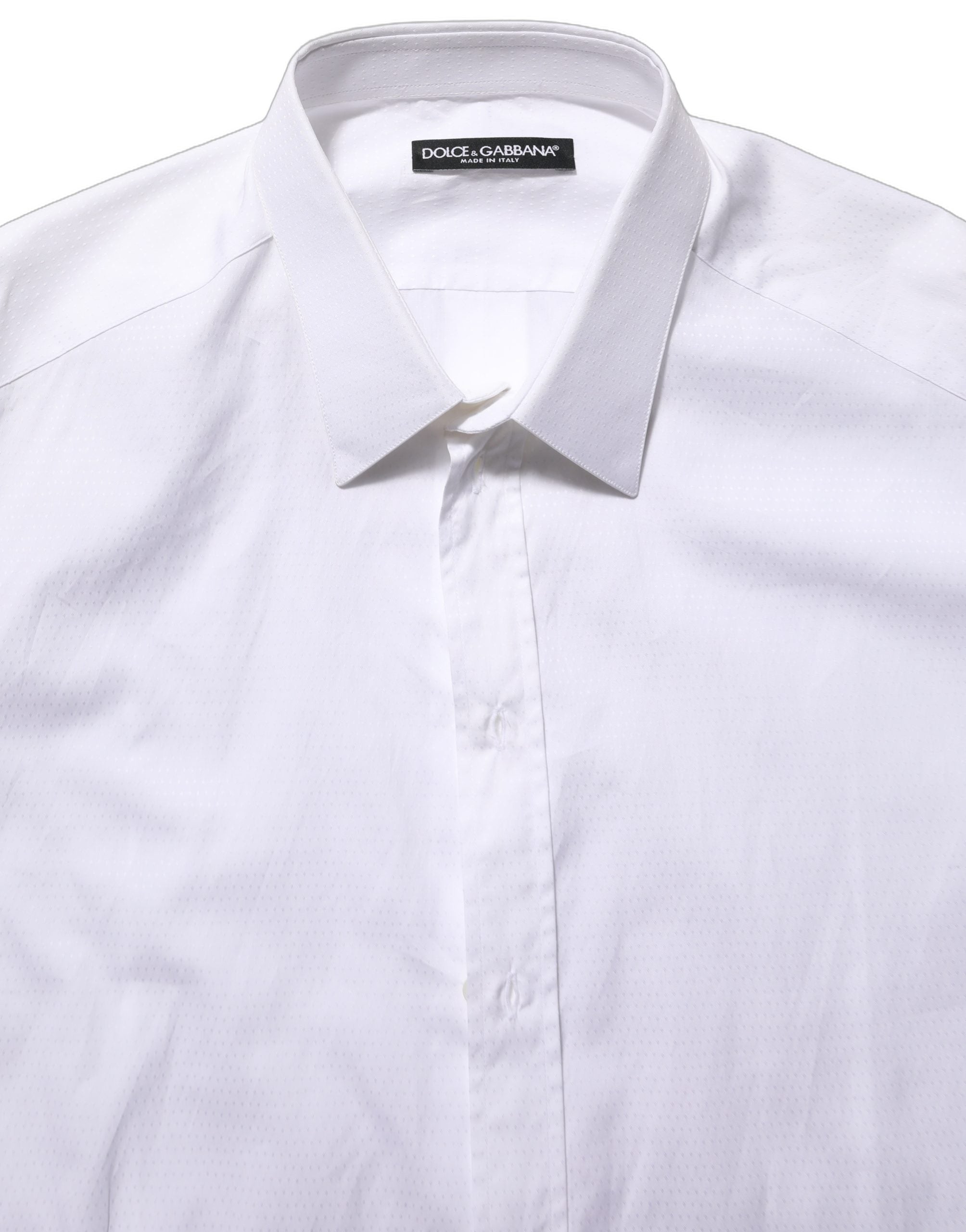 Dolce & Gabbana Weißes Baumwoll-Langarm-Herrenhemd