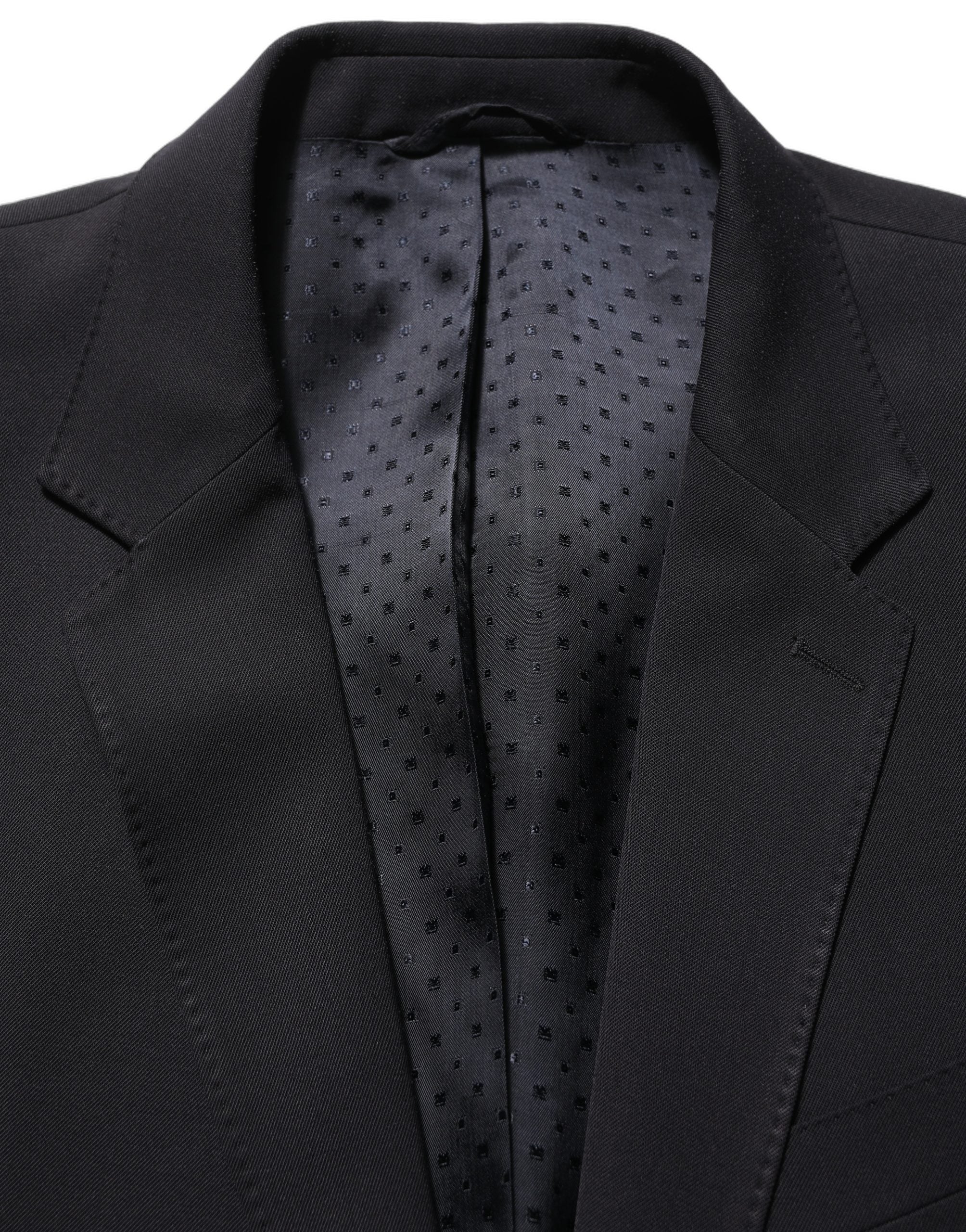 Dolce & Gabbana Schwarzer Wollanzug Slim Fit für Herren, 2-teilig