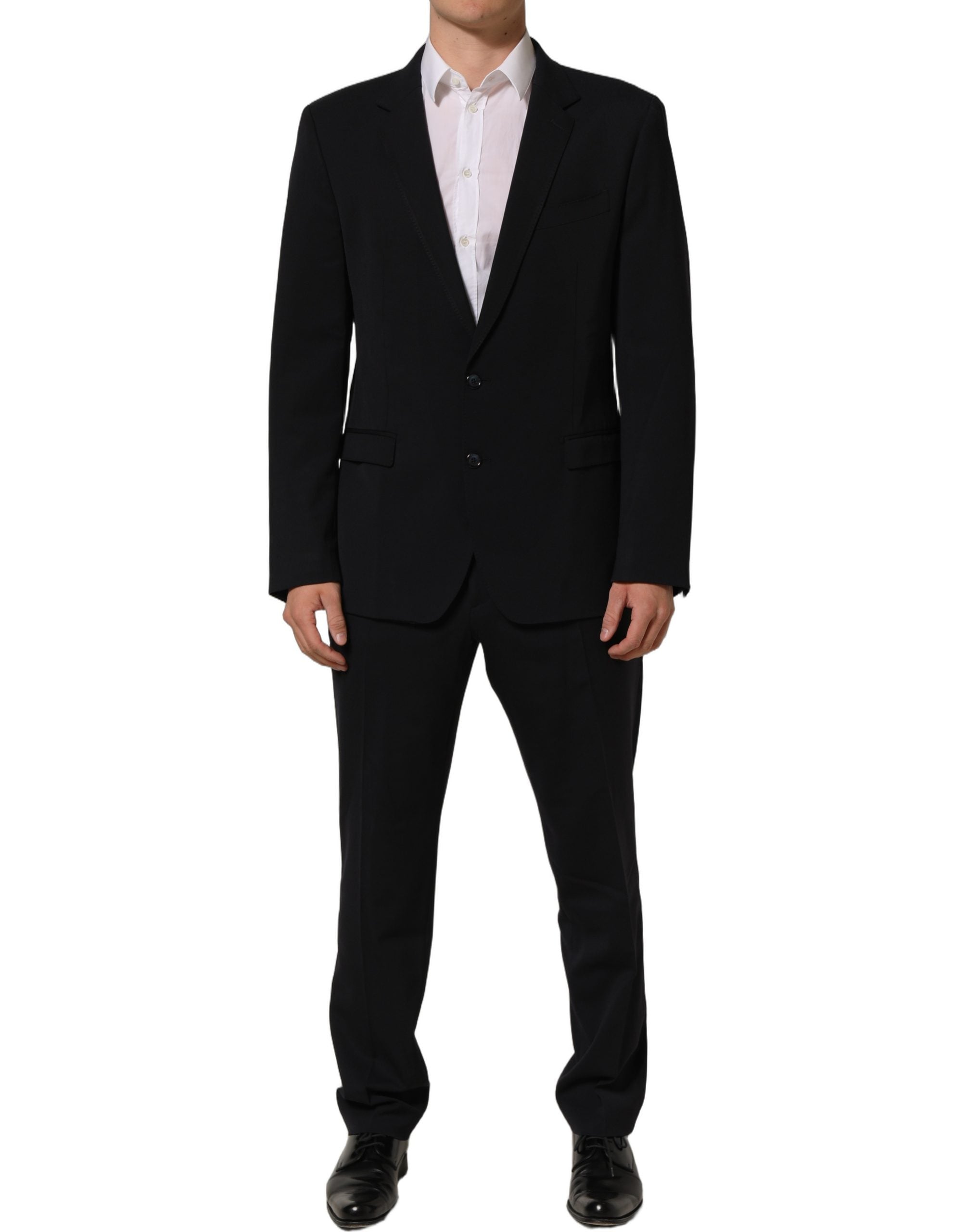Dolce & Gabbana Schwarzer Wollanzug Slim Fit für Herren, 2-teilig