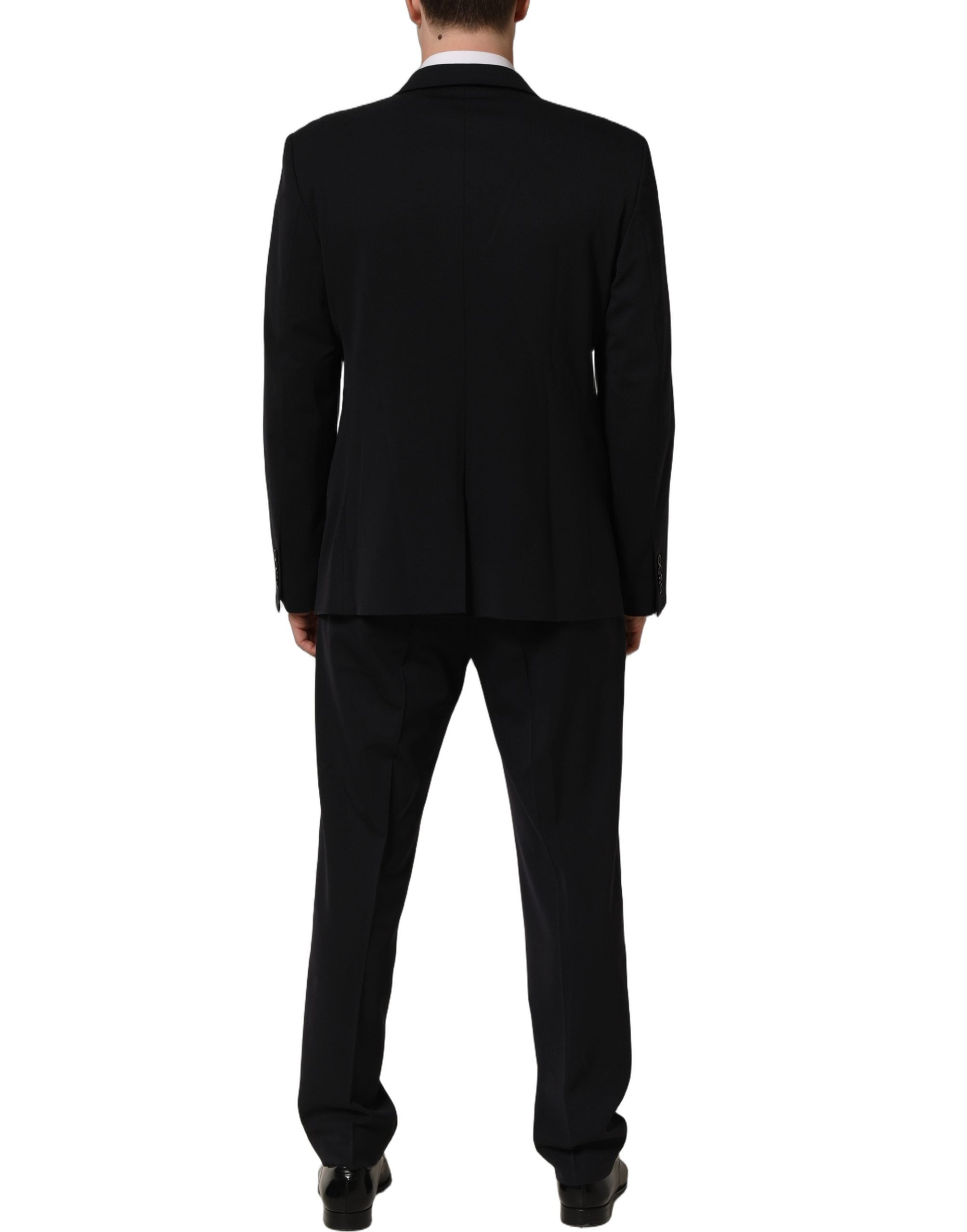 Dolce & Gabbana Schwarzer Wollanzug Slim Fit für Herren, 2-teilig
