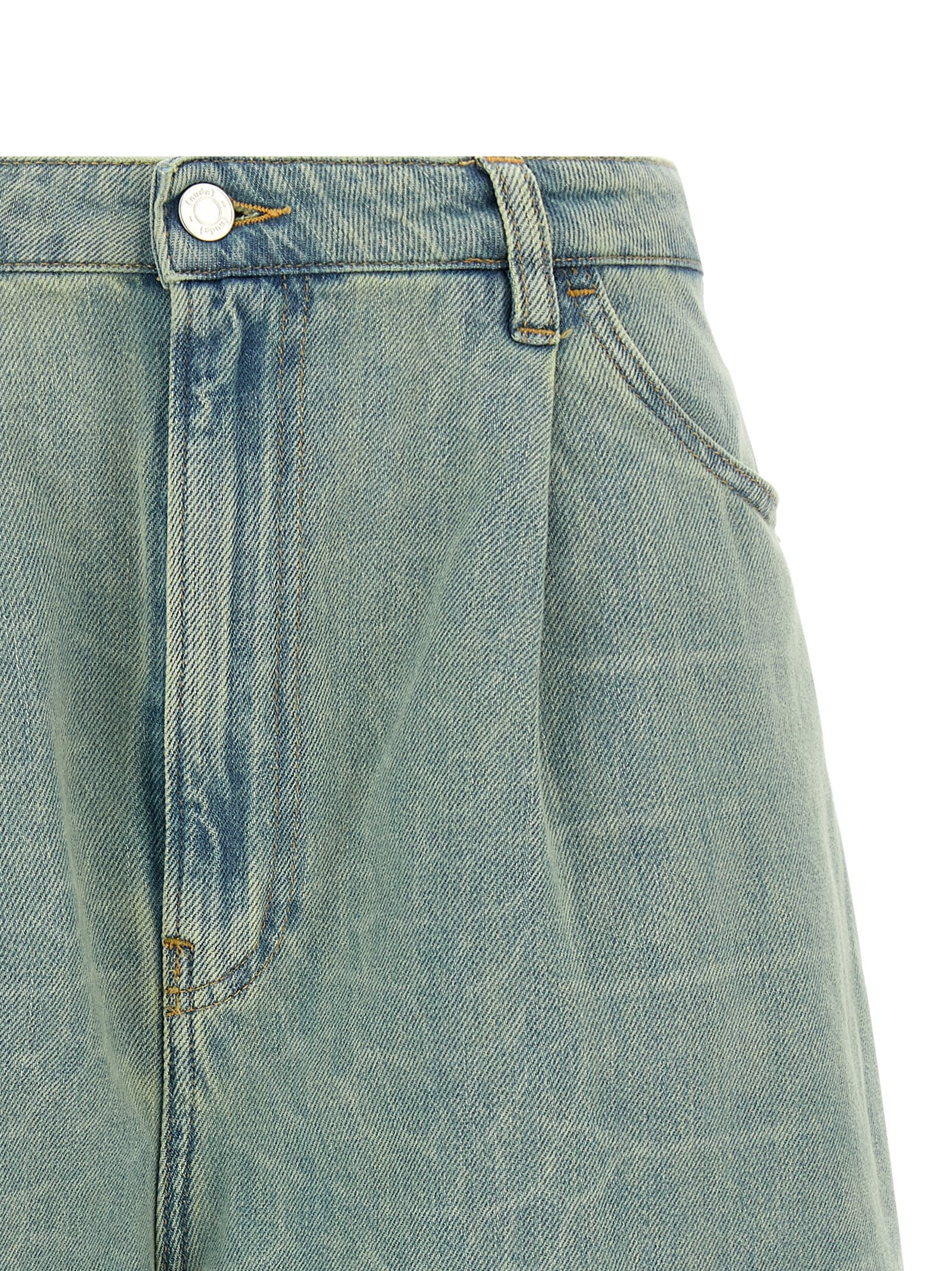 NUDE Blaue Baumwoll-Bermudashorts
