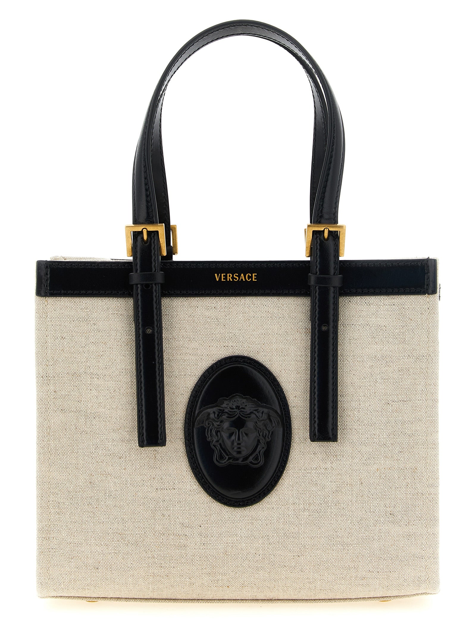 Versace Beige Leinen-Tragetasche