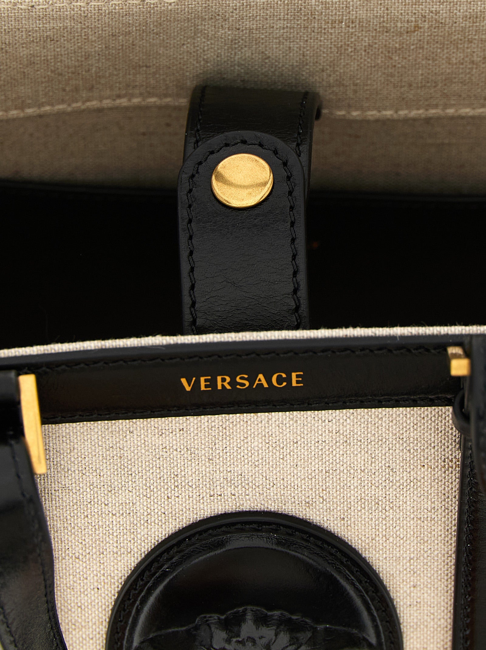 Versace Beige Leinen-Tragetasche