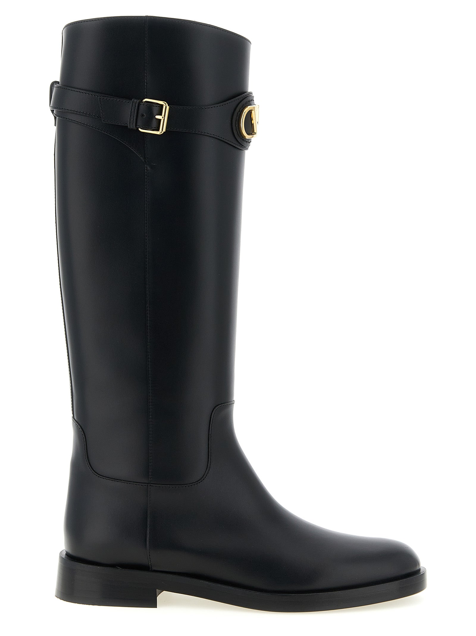 Valentino Garavani Schwarzes Kalbsleder Over-the-Knee
