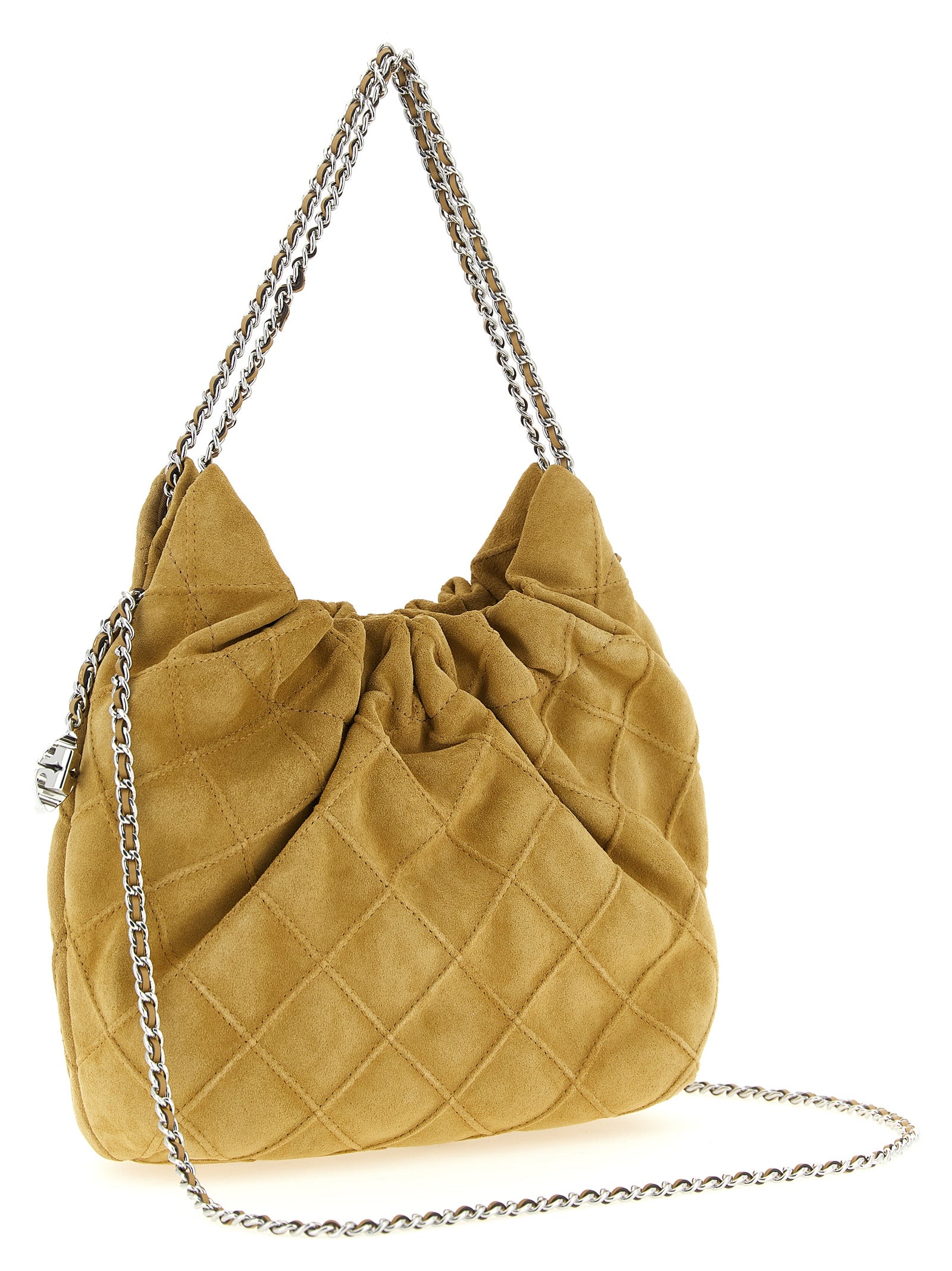 Tory Burch Beigefarbene Kalbshaut Schultertasche