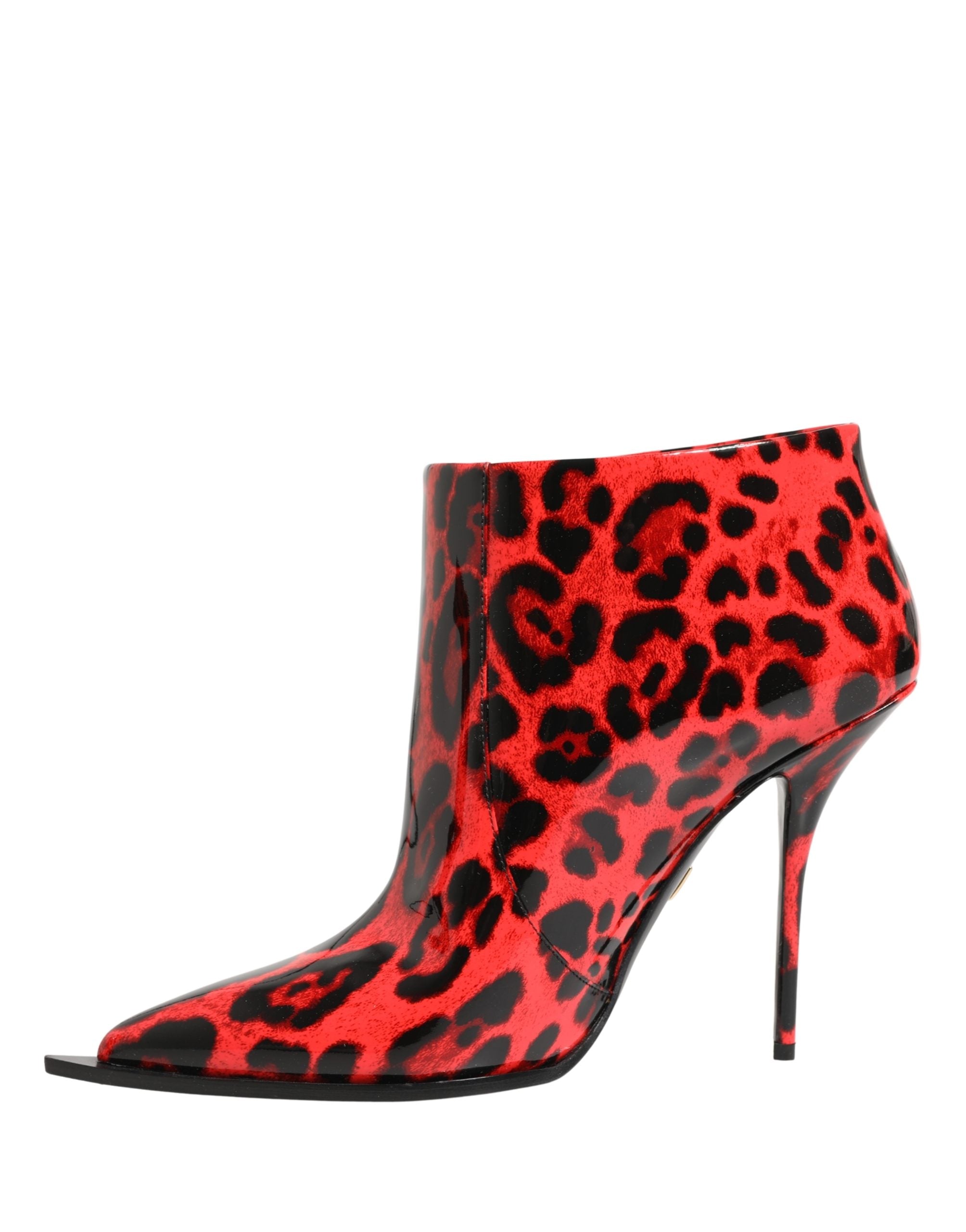 Dolce & Gabbana Rote Leo-Print Cardinale Stiefeletten