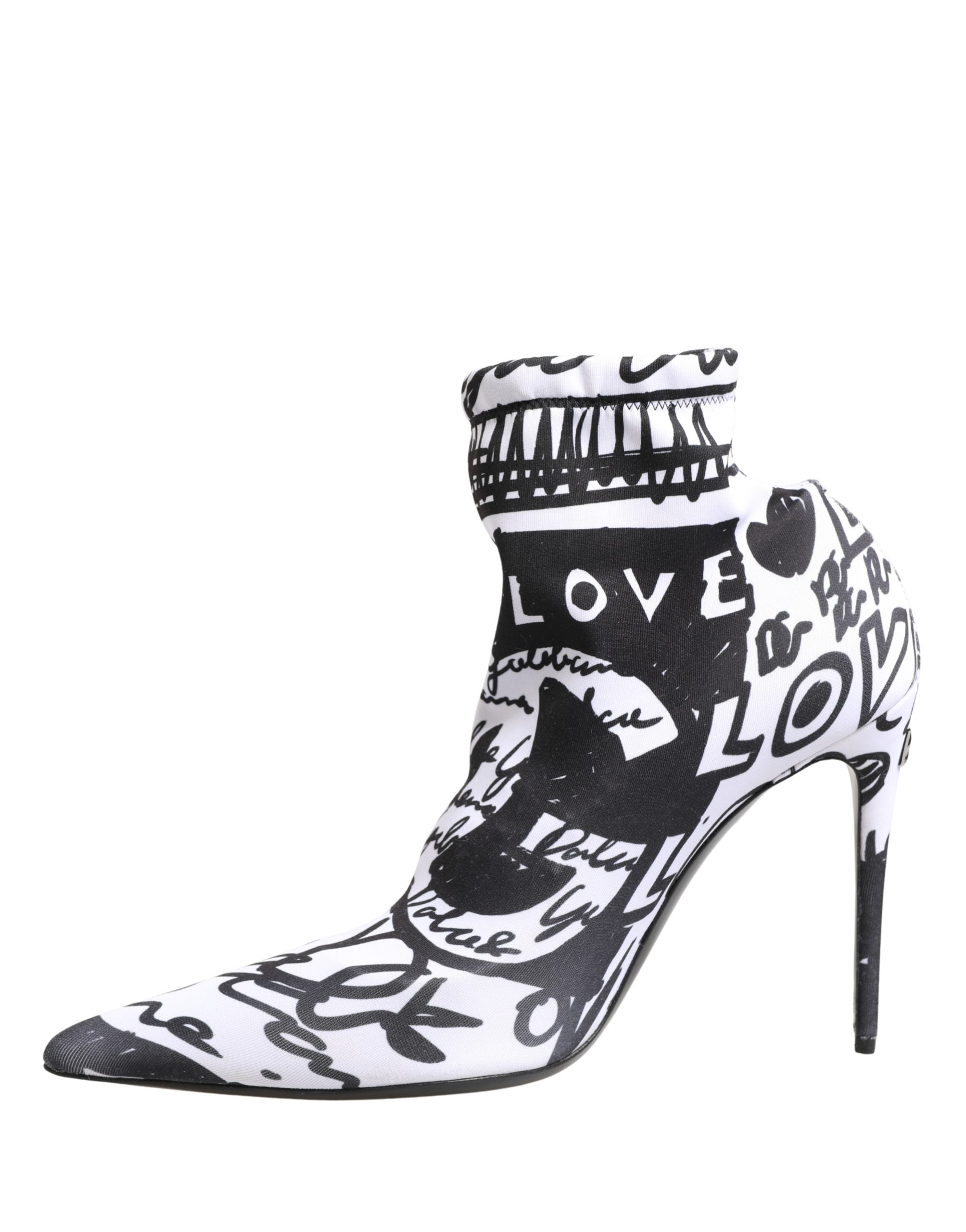 Dolce & Gabbana Weiße Stretch-Stiefeletten mit Graffiti-Print
