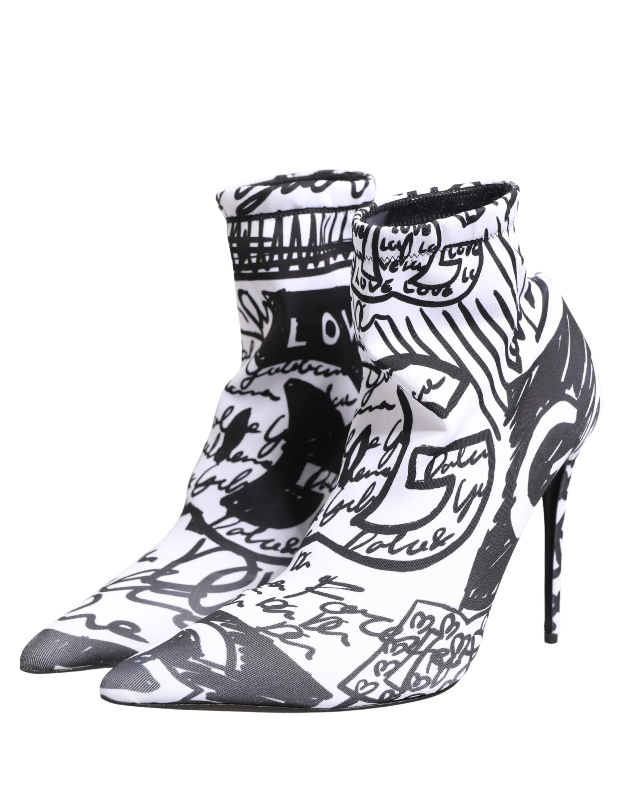 Dolce & Gabbana Weiße Stretch-Stiefeletten mit Graffiti-Print