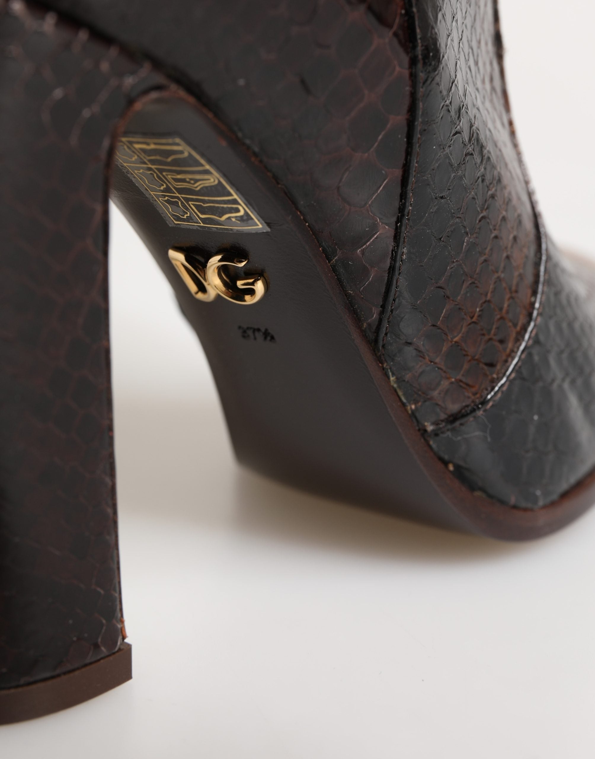 Dolce & Gabbana Braune Kniehohe Stiefel aus exotischem Leder