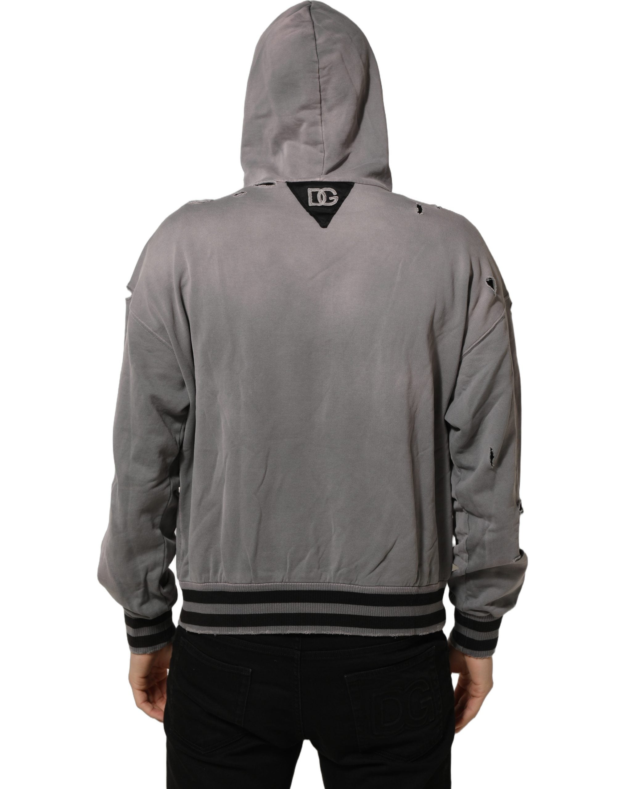 Dolce & Gabbana Grauer Grafik-Kapuzenpullover Herren Pullover