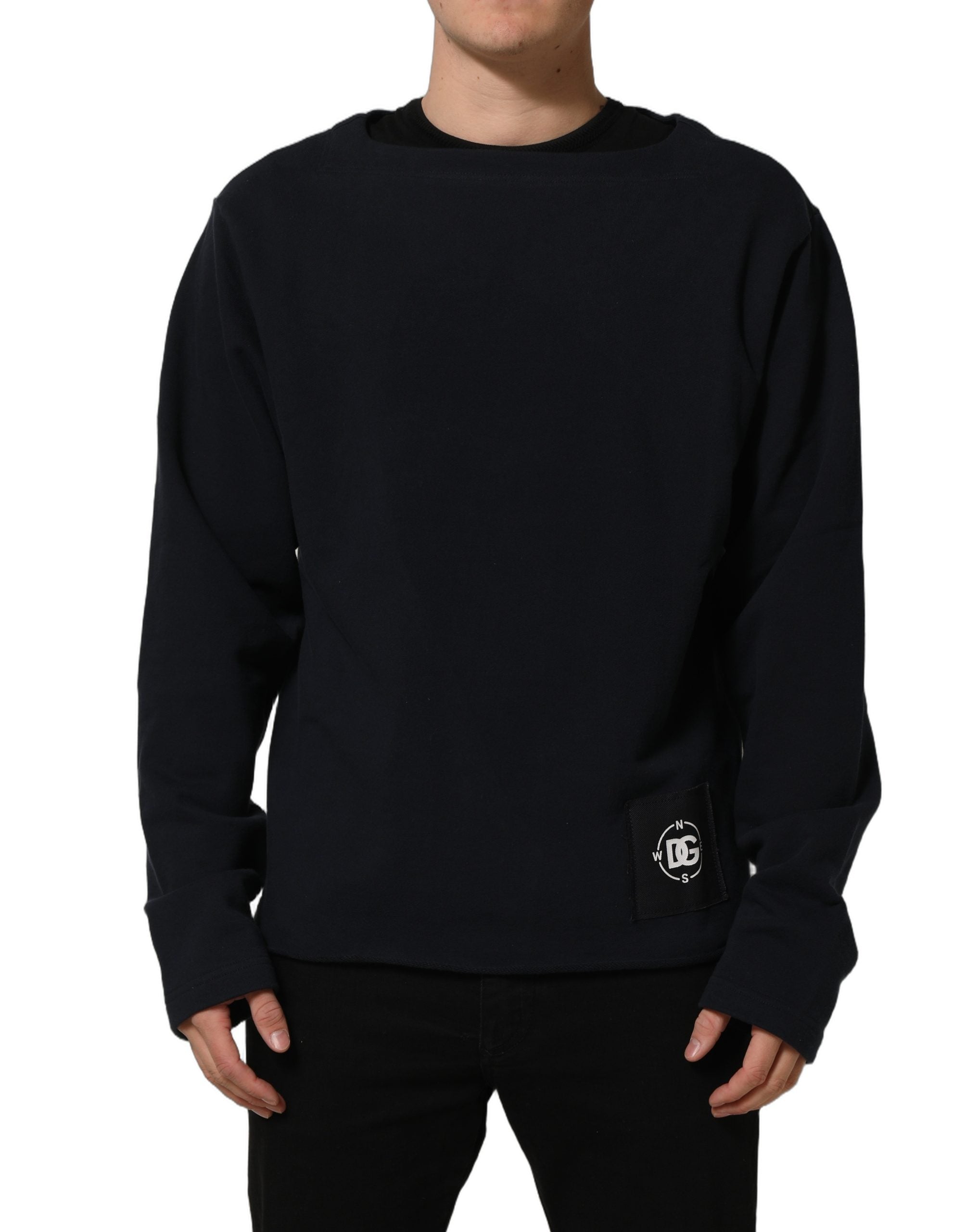 Dolce & Gabbana Dunkelblaues Baumwoll-Sweatshirt mit Logo