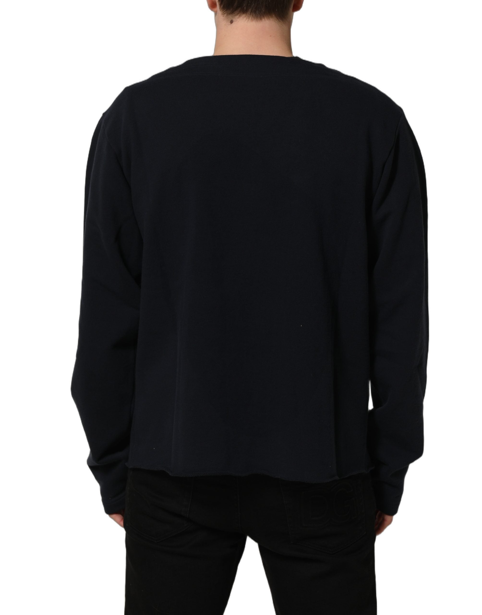 Dolce & Gabbana Dunkelblaues Baumwoll-Sweatshirt mit Logo
