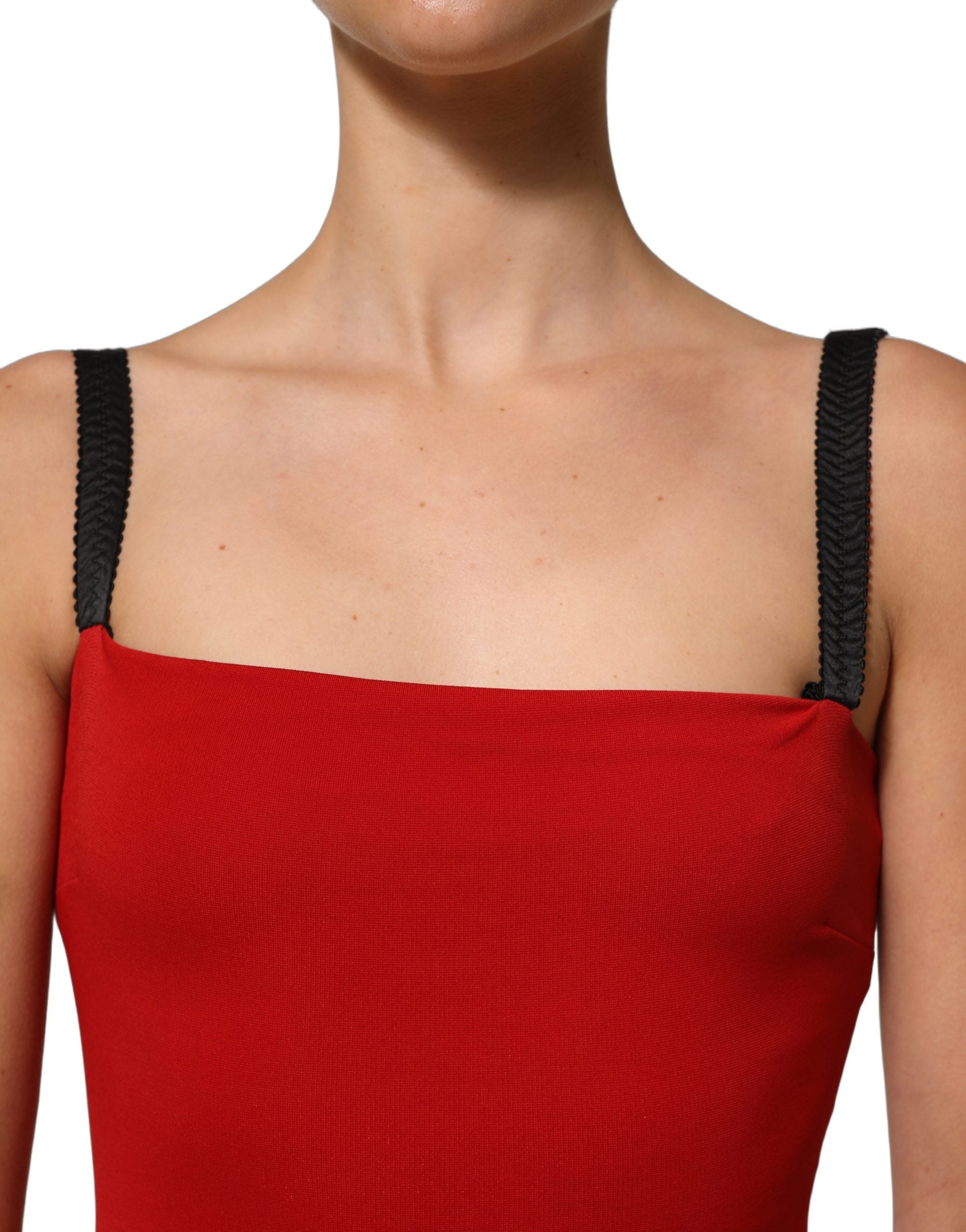 Dolce & Gabbana Rotes Stretch Bodycon Etuikleid knielang