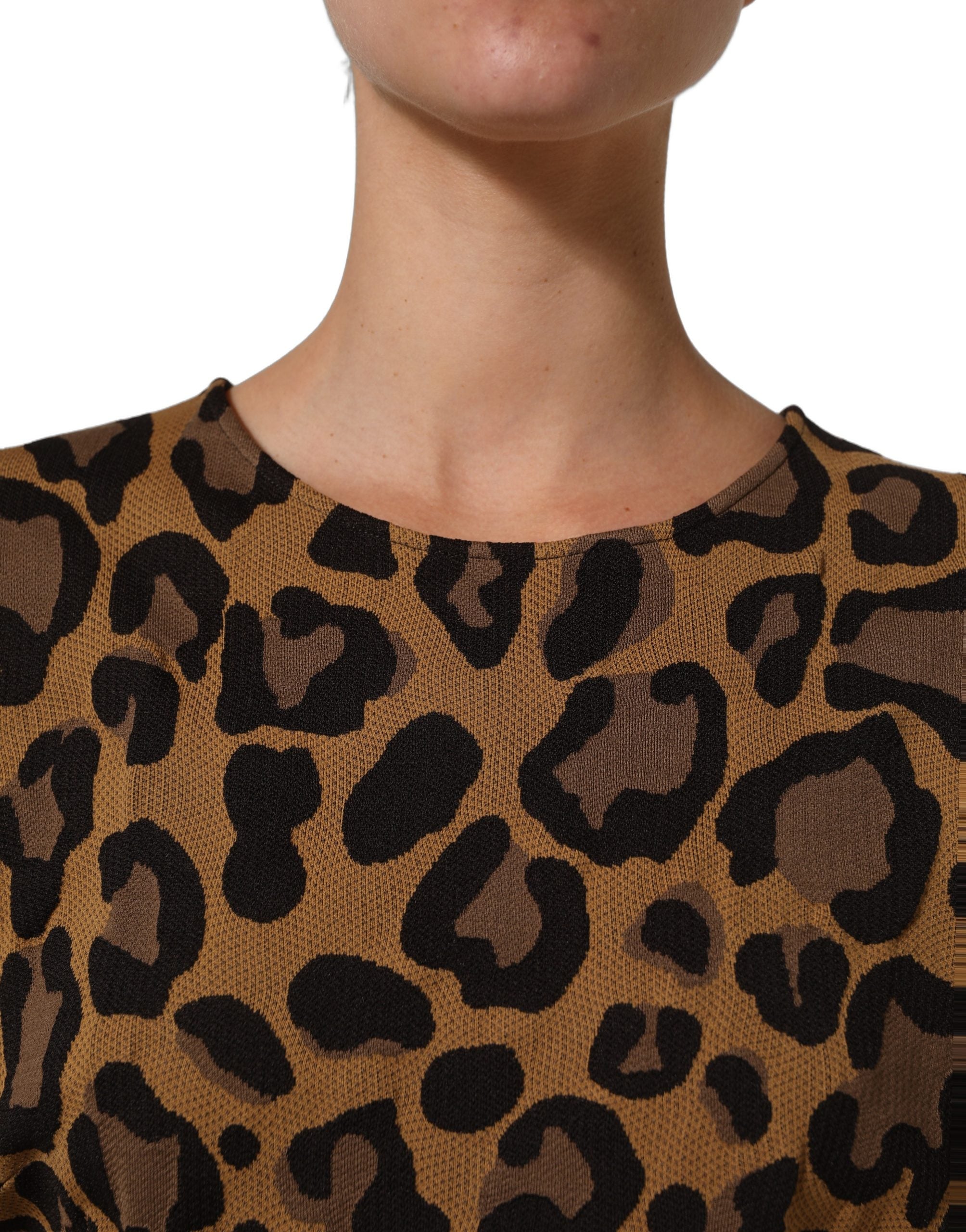 Dolce & Gabbana Braunes Mini-Kleid in A-Linie mit Leopardenmuster