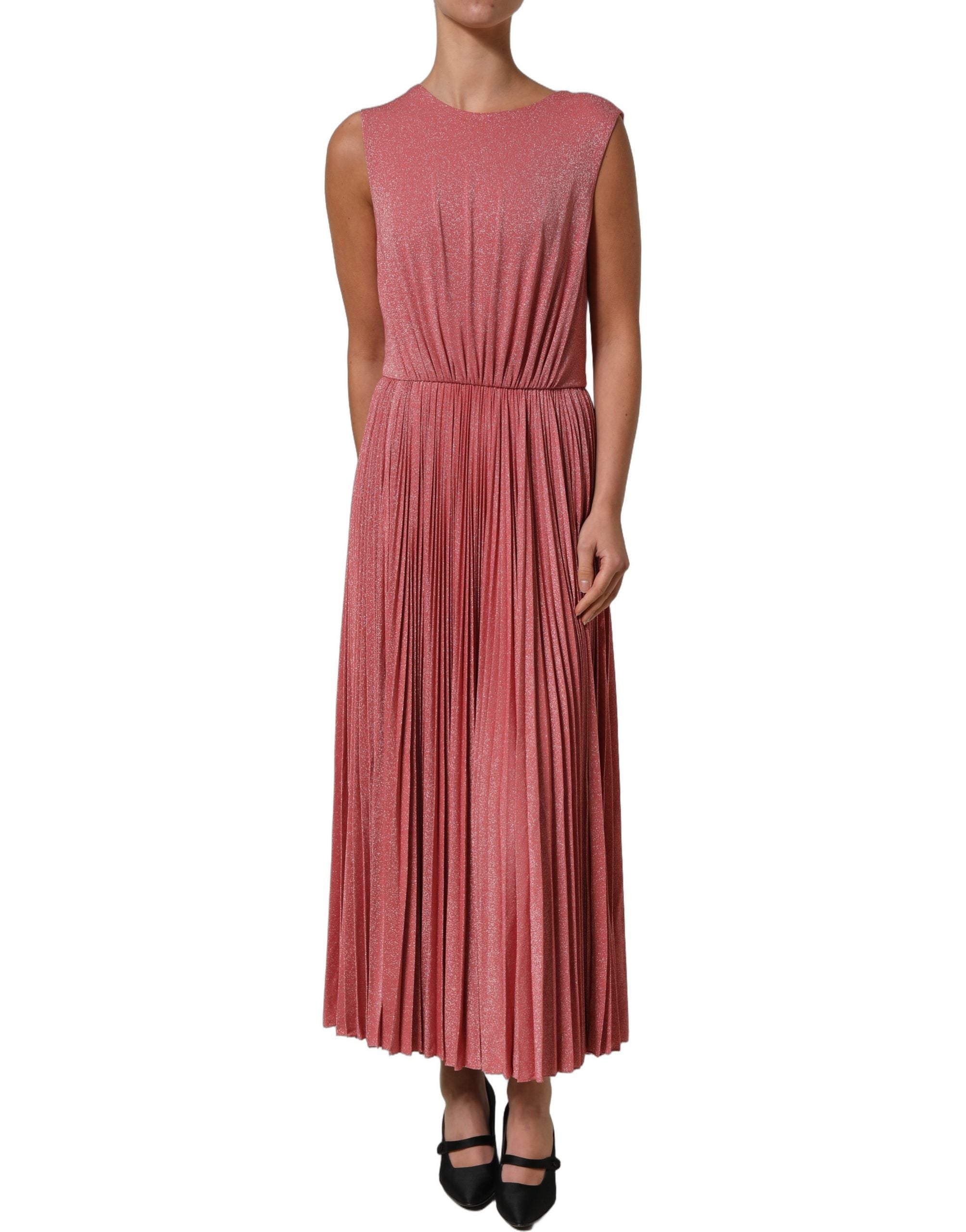 Dolce & Gabbana Maxikleid in Korallenrosa mit Falten und ohne Ärmel