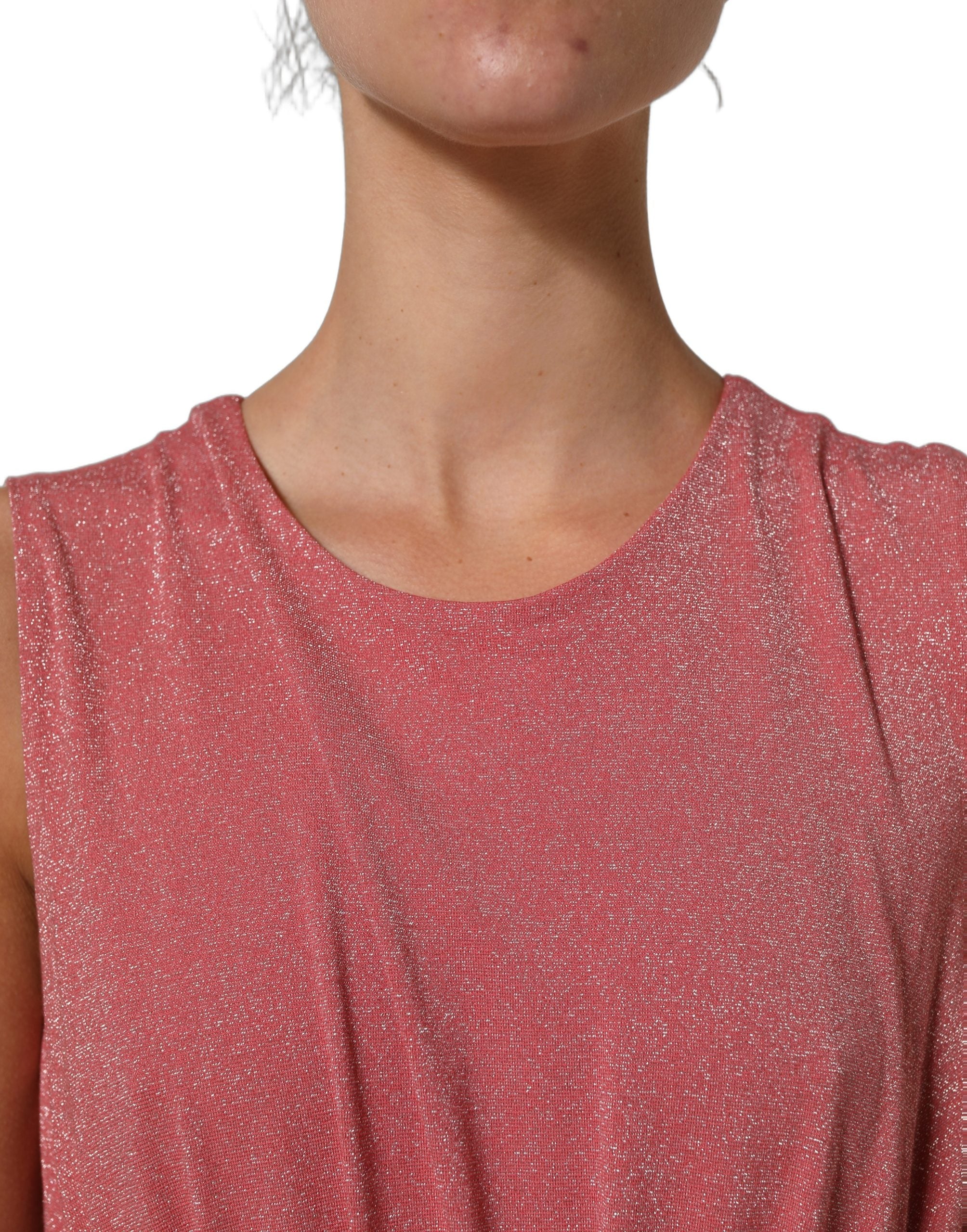 Dolce & Gabbana Maxikleid in Korallenrosa mit Falten und ohne Ärmel
