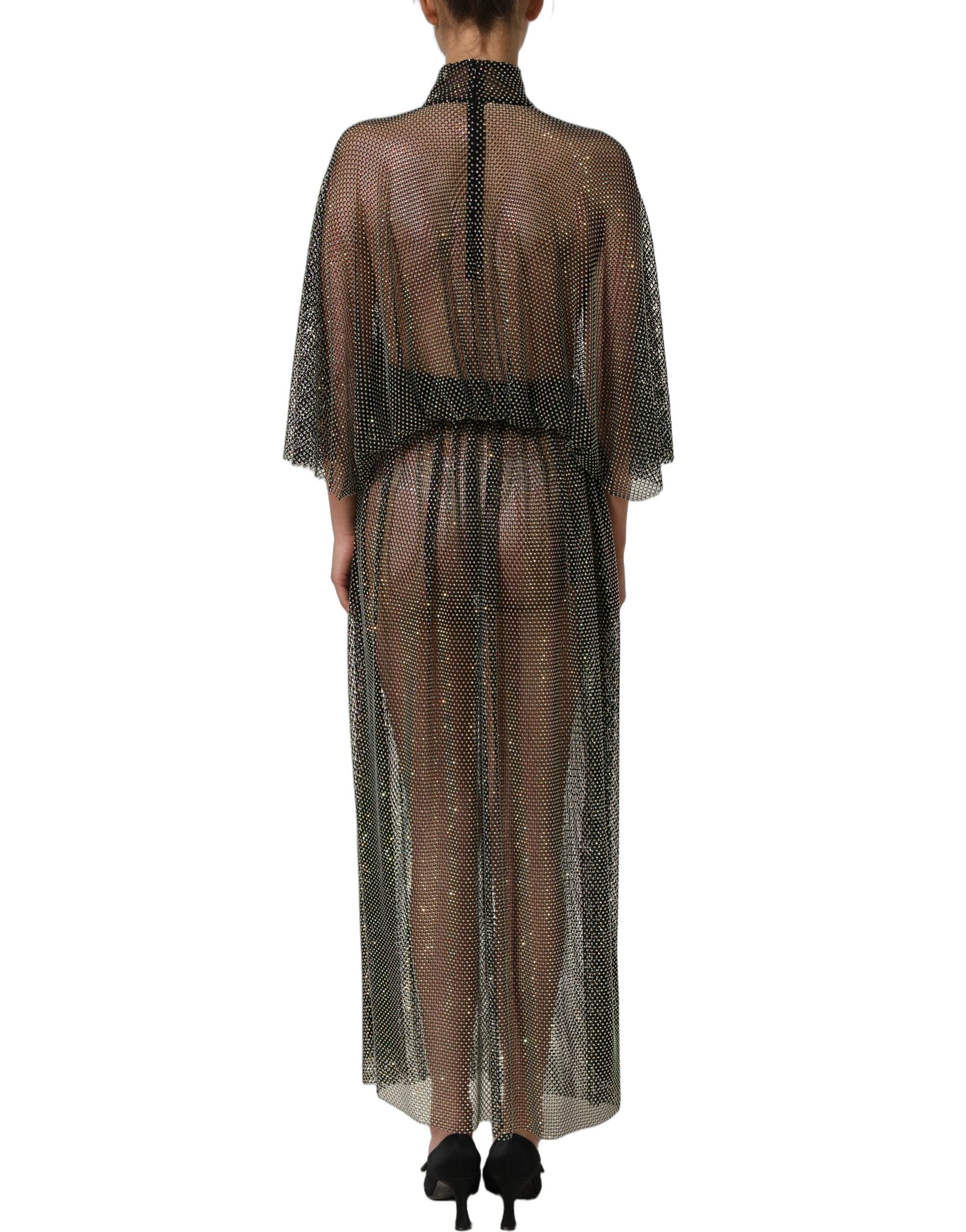 Dolce & Gabbana Maxikleid mit Rollkragen und schwarzen Strasssteinen