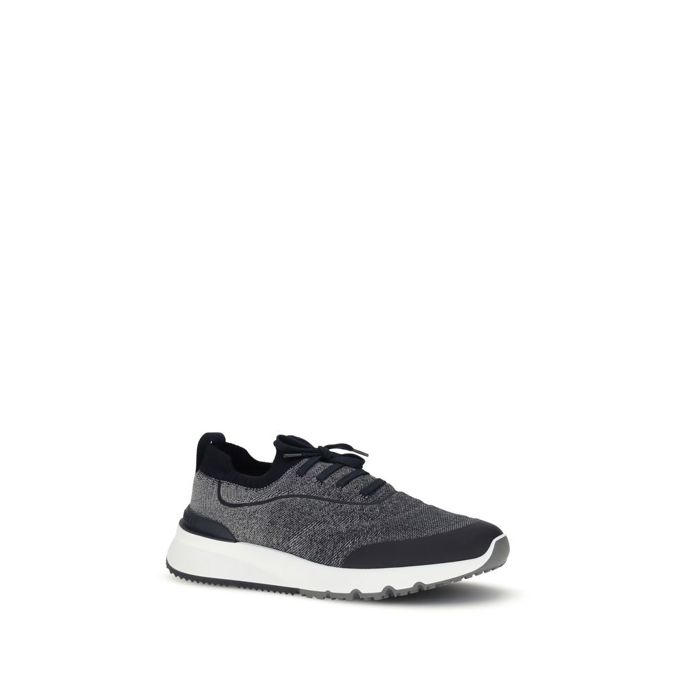 Brunello Cucinelli Graue Sneaker aus Baumwolle im Athletic-Stil