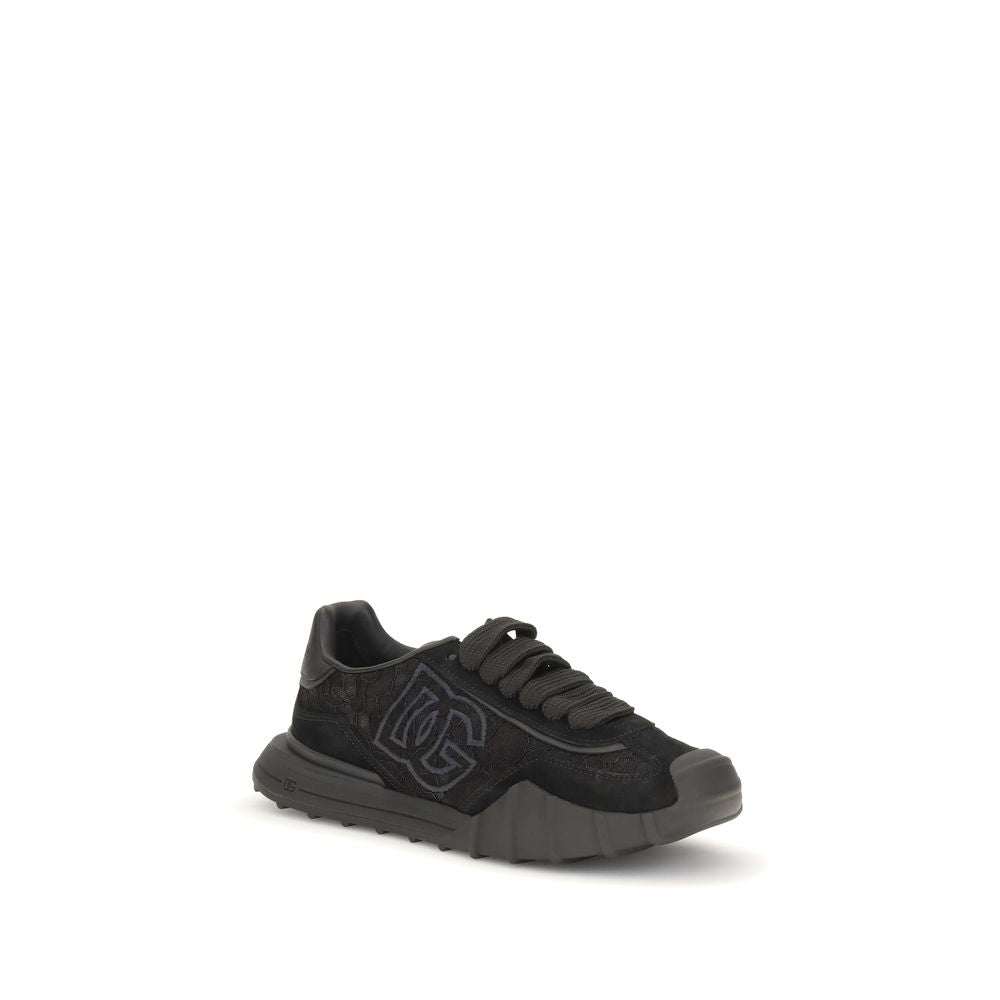 Dolce & Gabbana Schwarze Bos Taurus Kalbsleder Chunky Sneaker