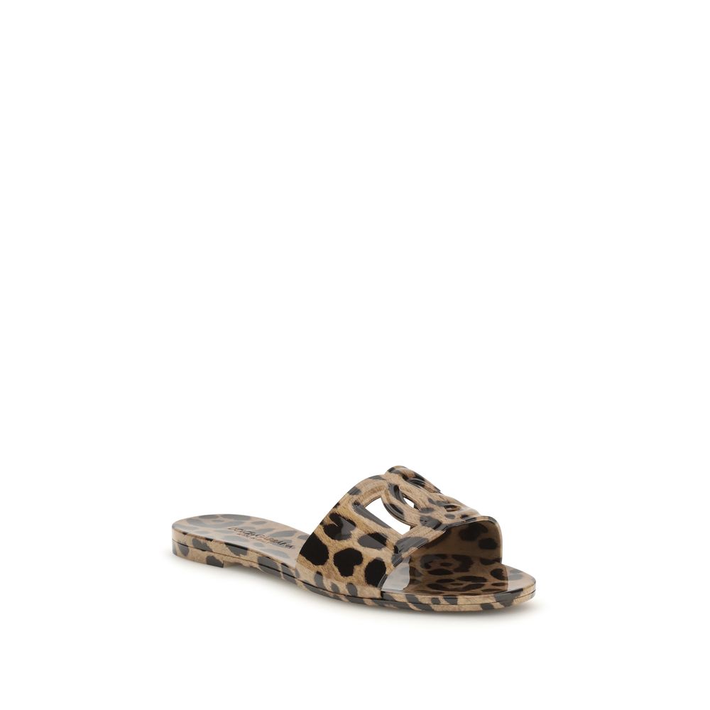 Dolce & Gabbana Mehrfarbige flache Sandalen aus Gummi