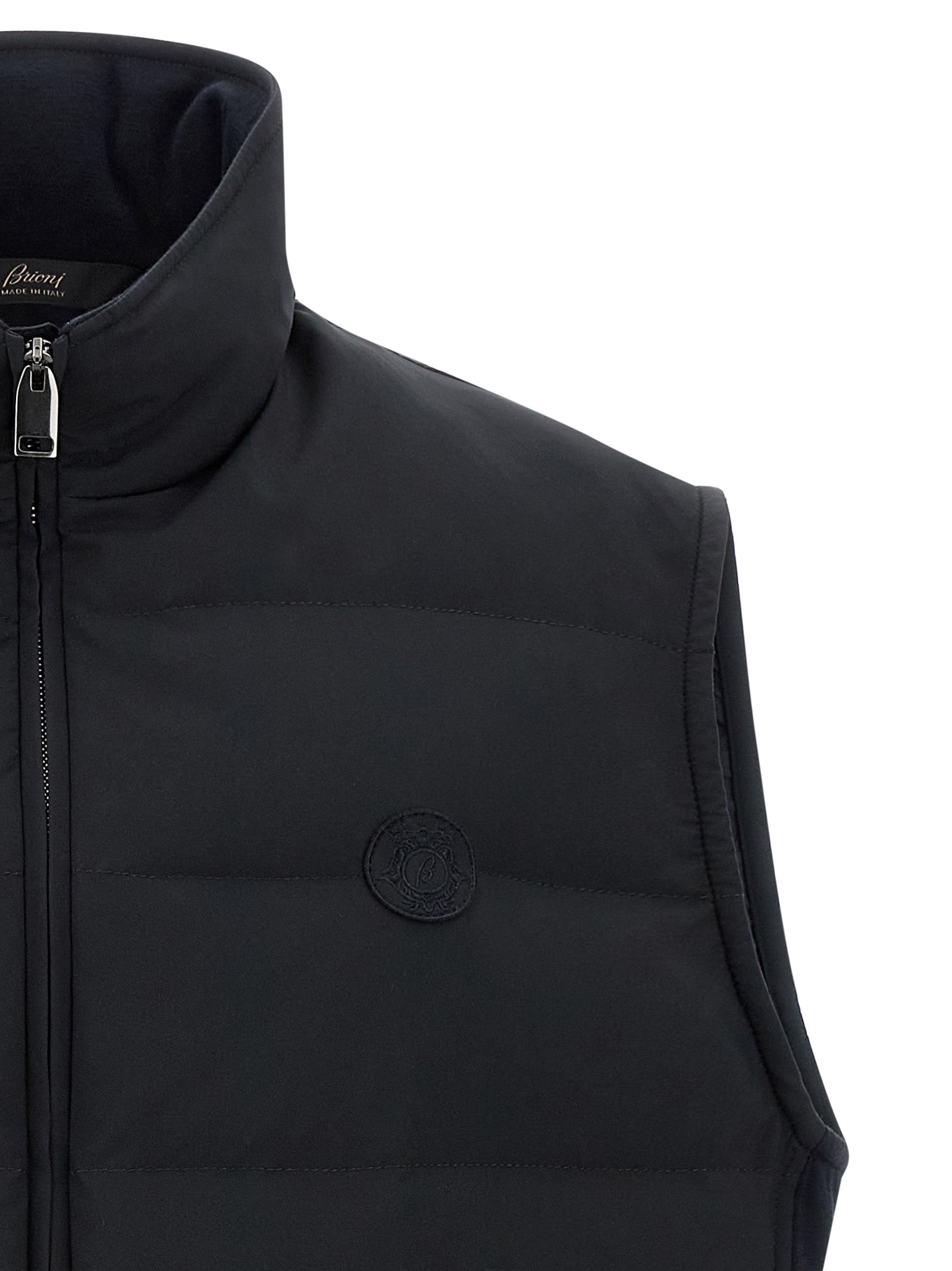 Brioni Ärmellose blaue Jacke aus Polyester