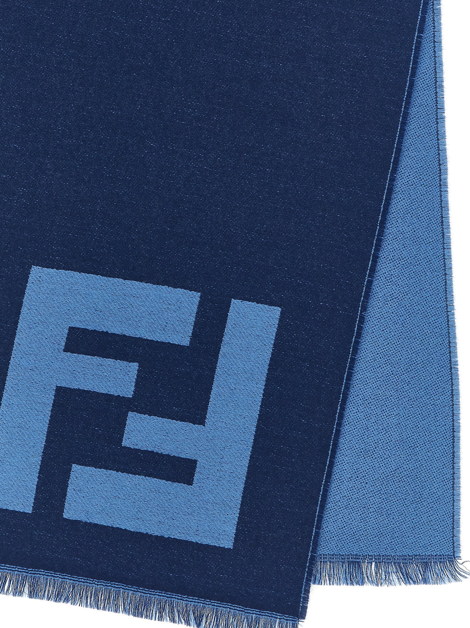 Fendi Blauer Schal aus reiner Schurwolle
