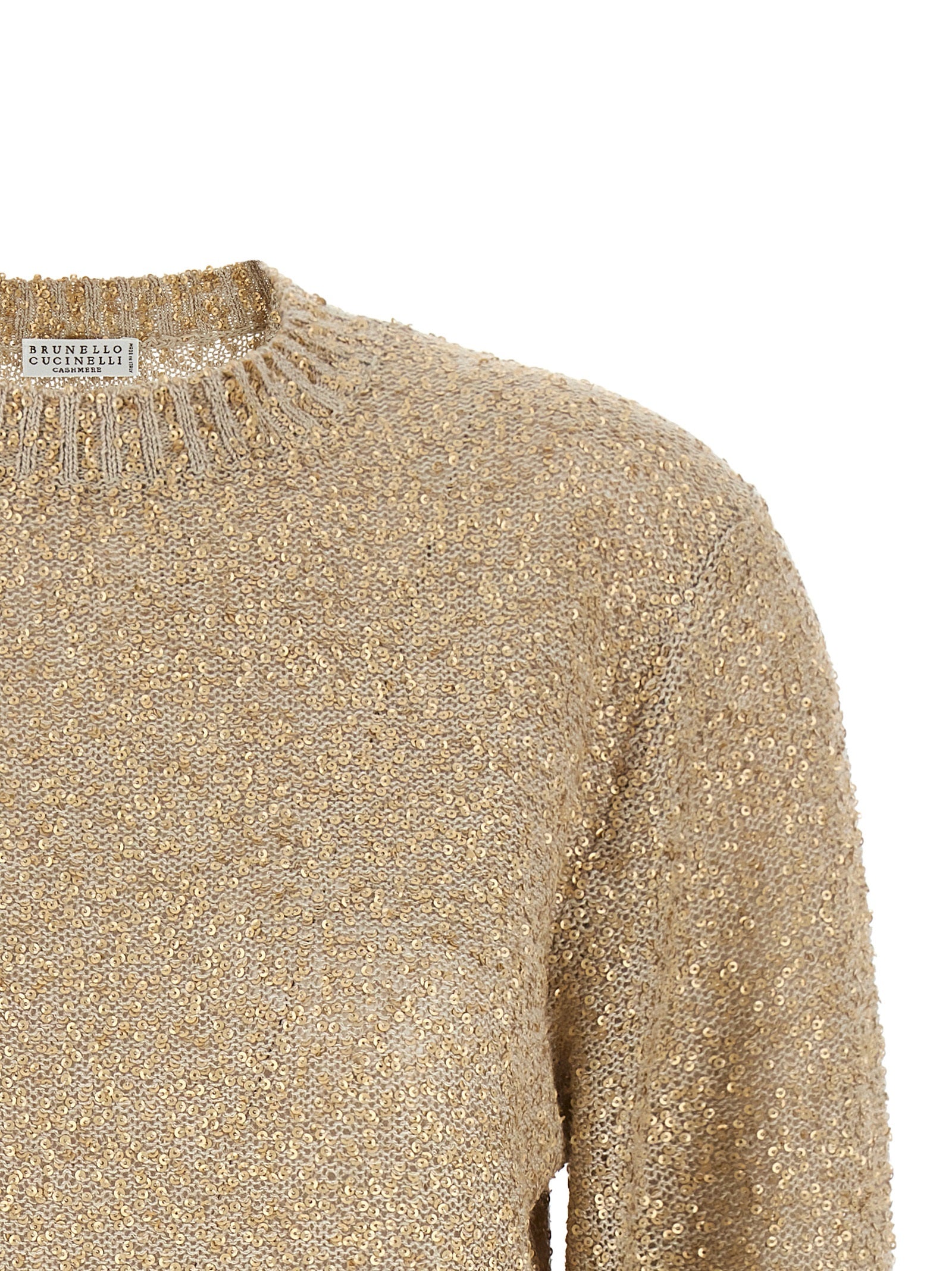 Brunello Cucinelli Gold Leinen-Strickjacke