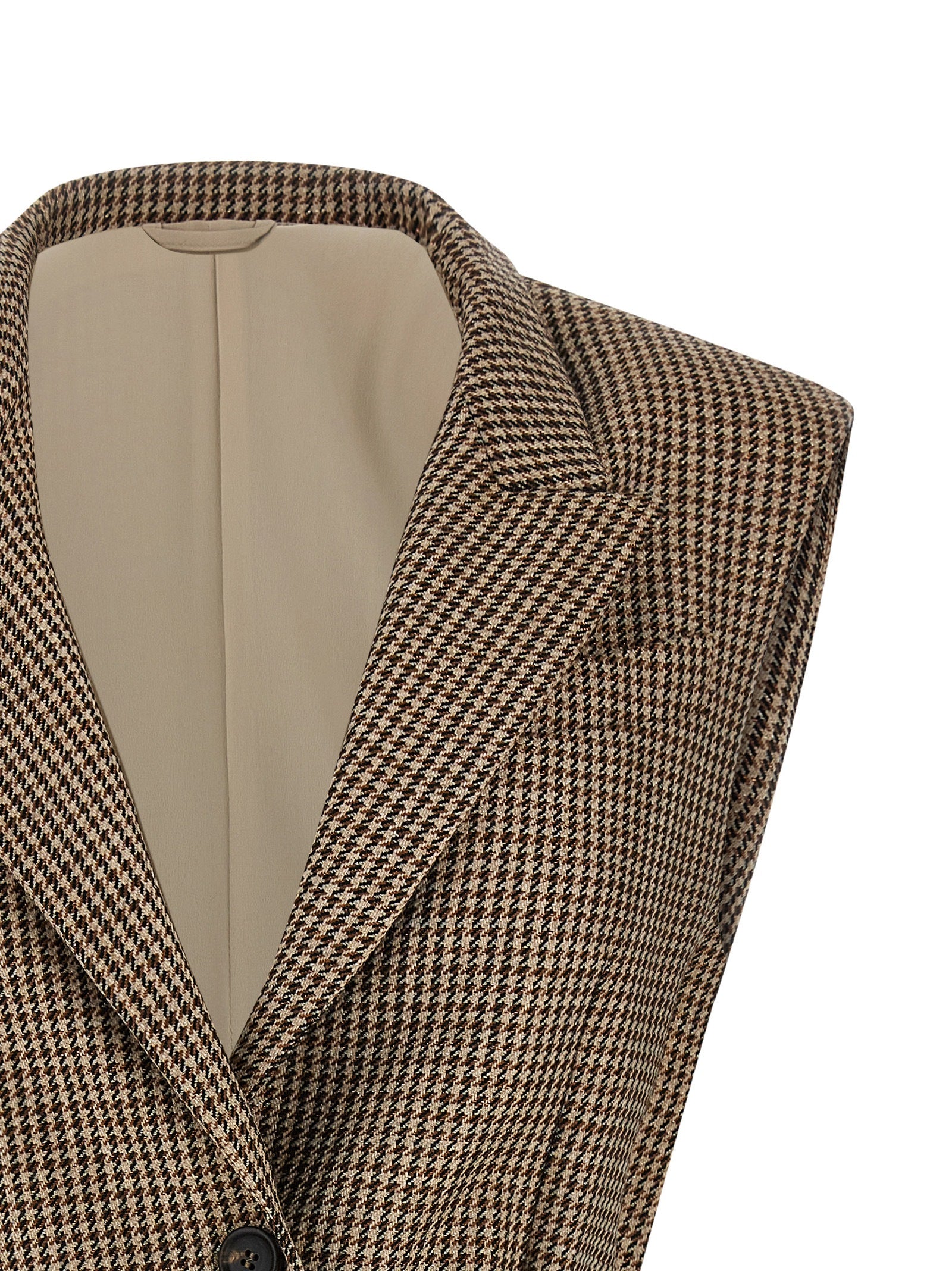 Brunello Cucinelli Ärmellose Weste aus reiner Schurwolle in Beige