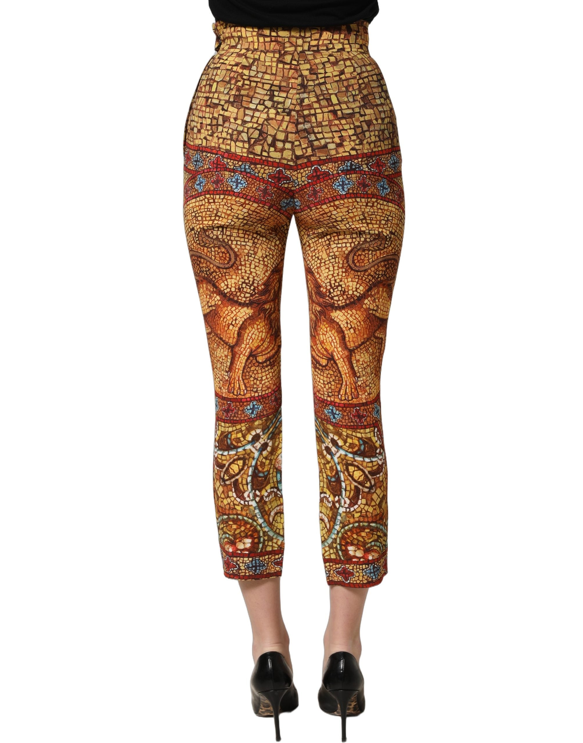 Dolce & Gabbana Gekürzte Hose aus Krepp mit mehrfarbigem Mosaik-Print