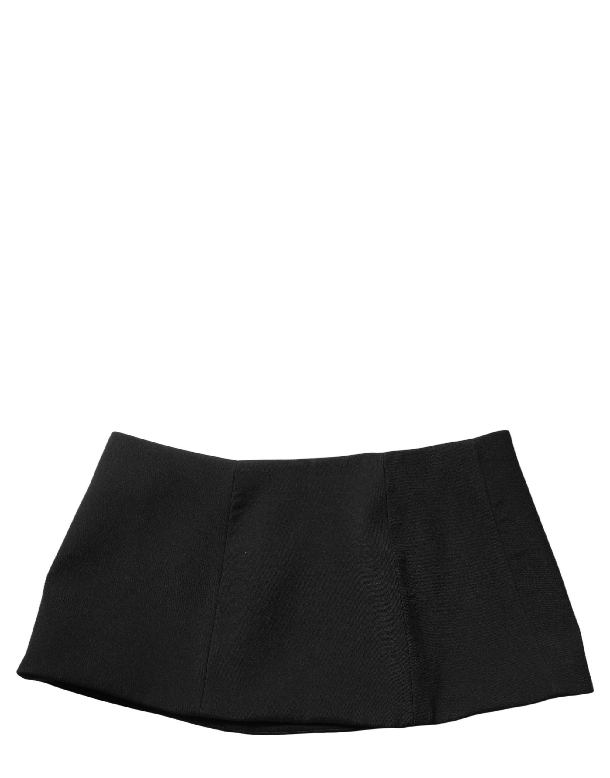 Dolce & Gabbana Schwarzer Wollrock in A-Linie, tief sitzend, Mini