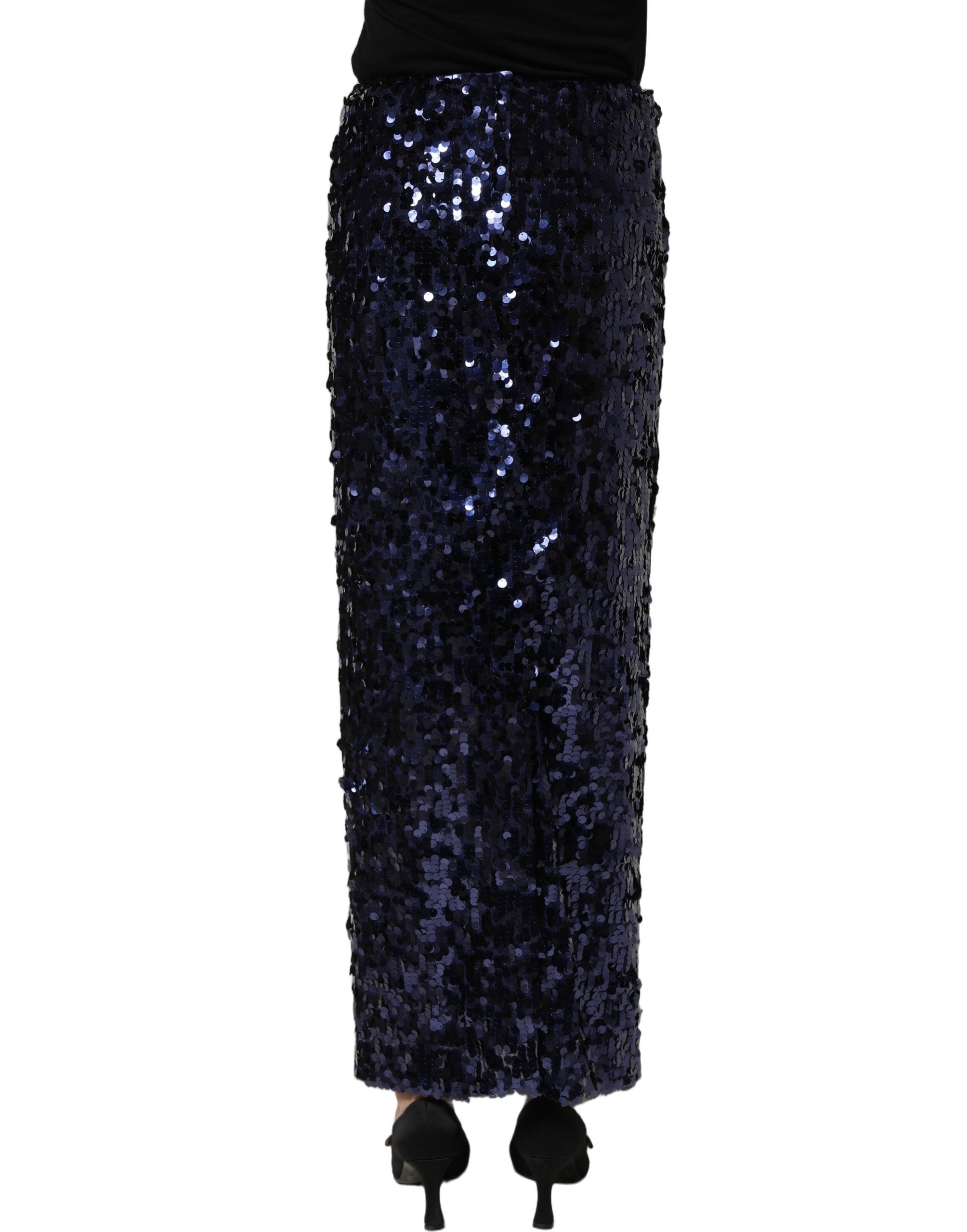 Dolce & Gabbana Bleistiftrock aus Pailletten mit hoher Taille, Midi-Länge, in Blau