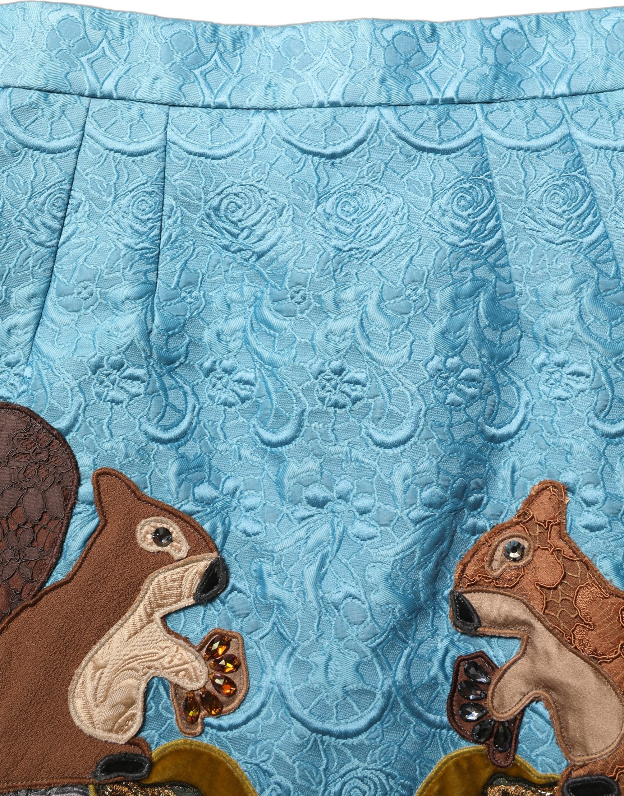 Dolce & Gabbana Blauer Jacquard-Rock mit Stickerei in A-Linie