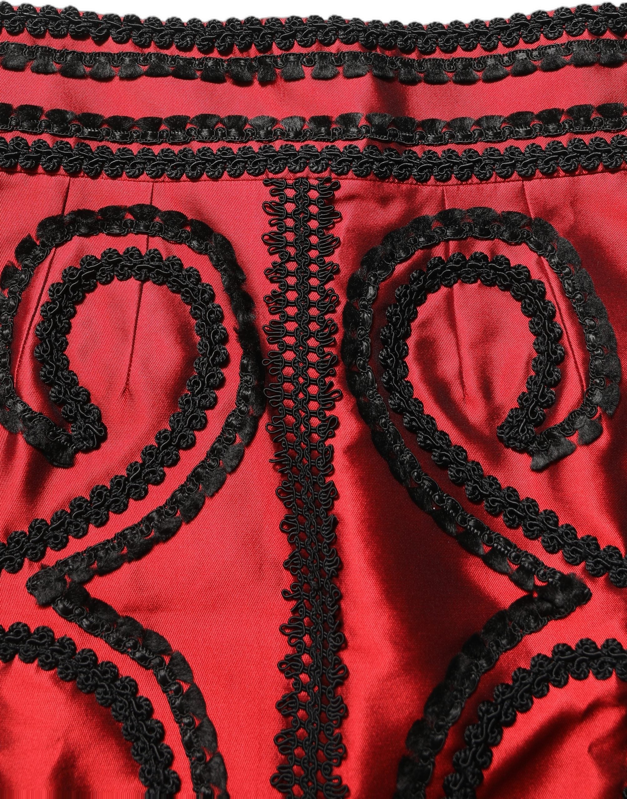 Dolce & Gabbana Roter Soutache-Stickerei A-Linien-Minirock