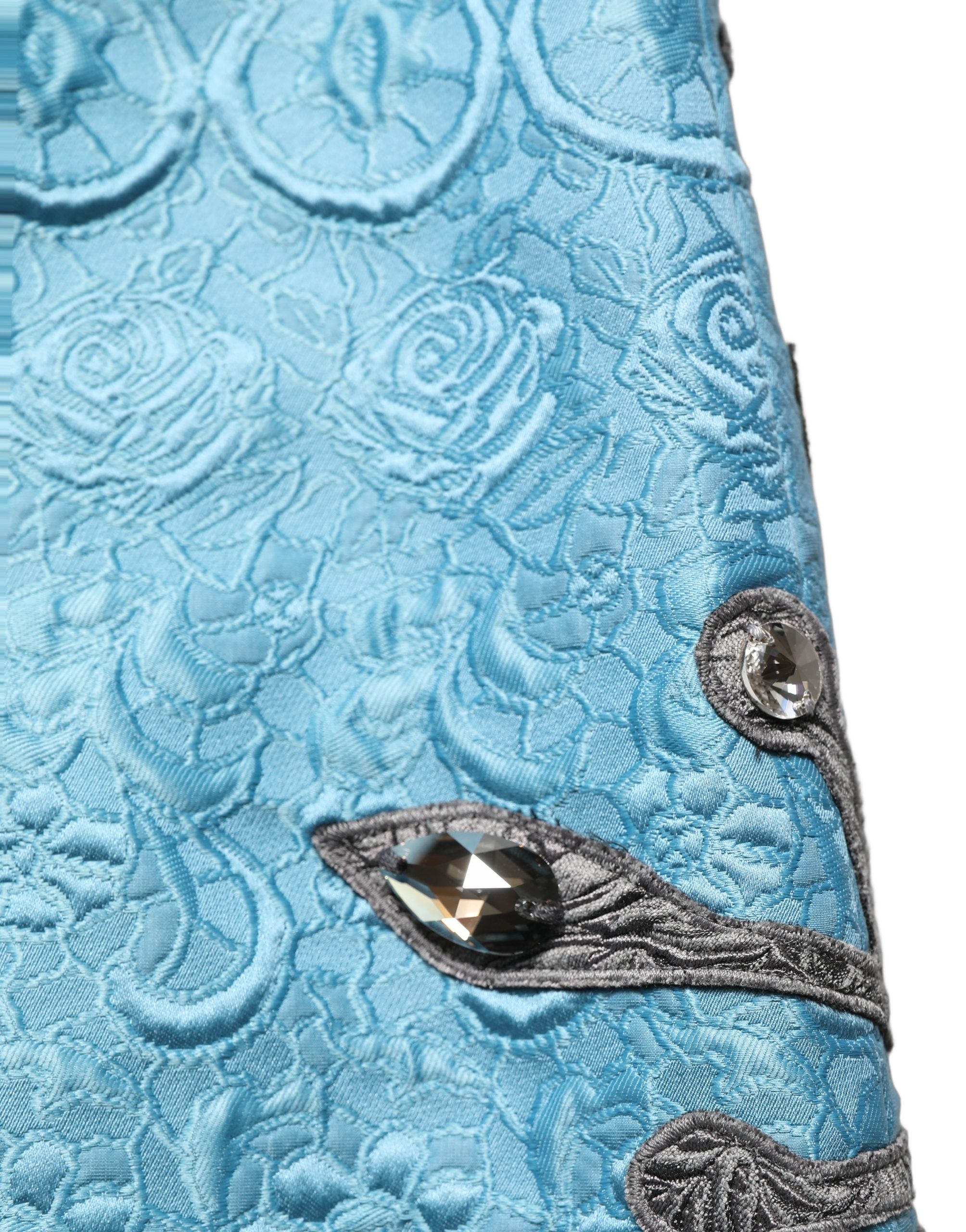 Dolce & Gabbana Blaue Jacquard-Midi-Rock mit Stickerei in A-Linie